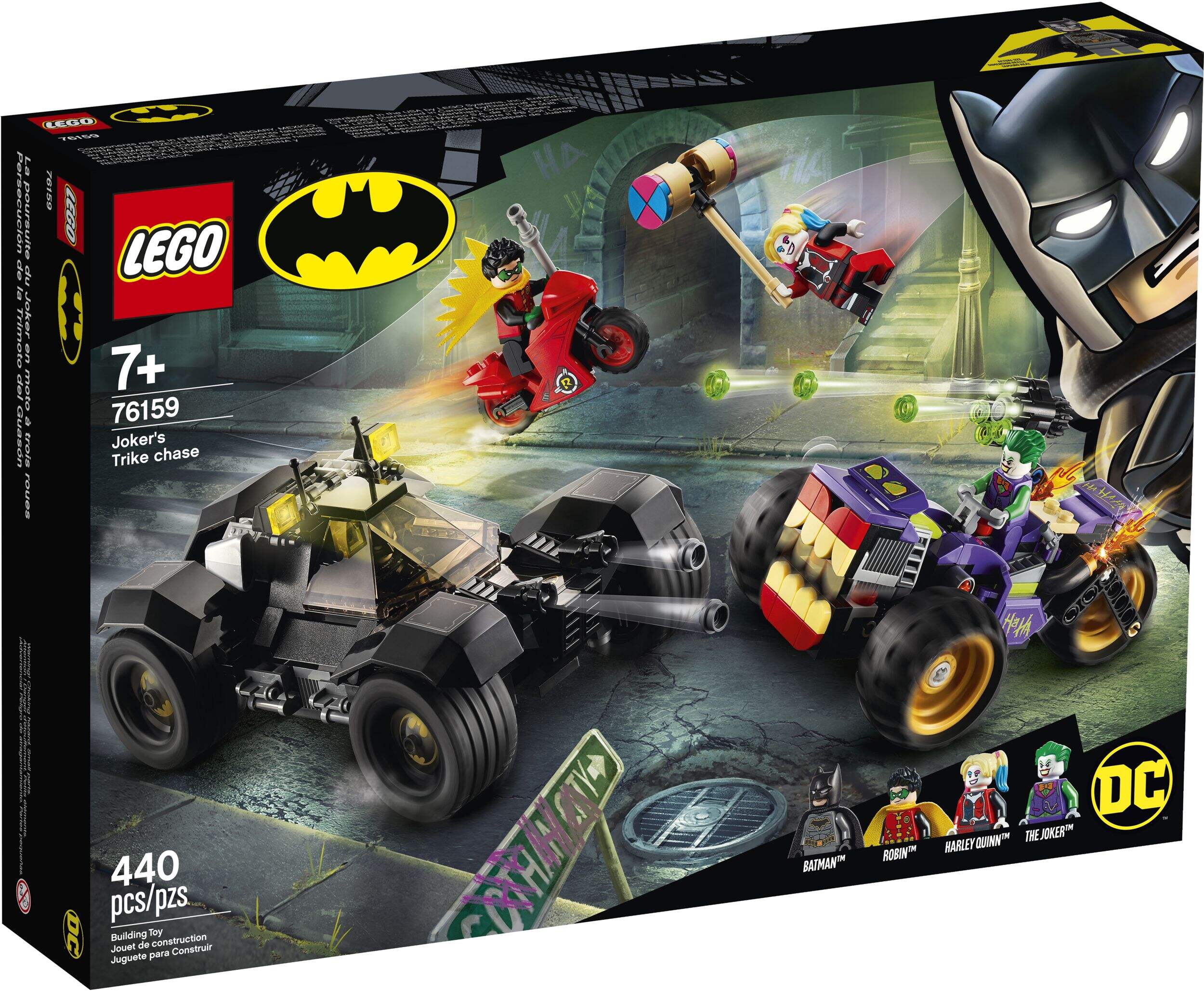 LEGO® DC Batman™ Joker's Trike Chase 76159 Building Toy Kit for Kids Ages 7+ Front_Angled_Right