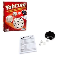 Yahtzee Classic Dice Rolling Battle Game, Black/White, 2+ Players, Ages 8+, for Birthday/Party Favour