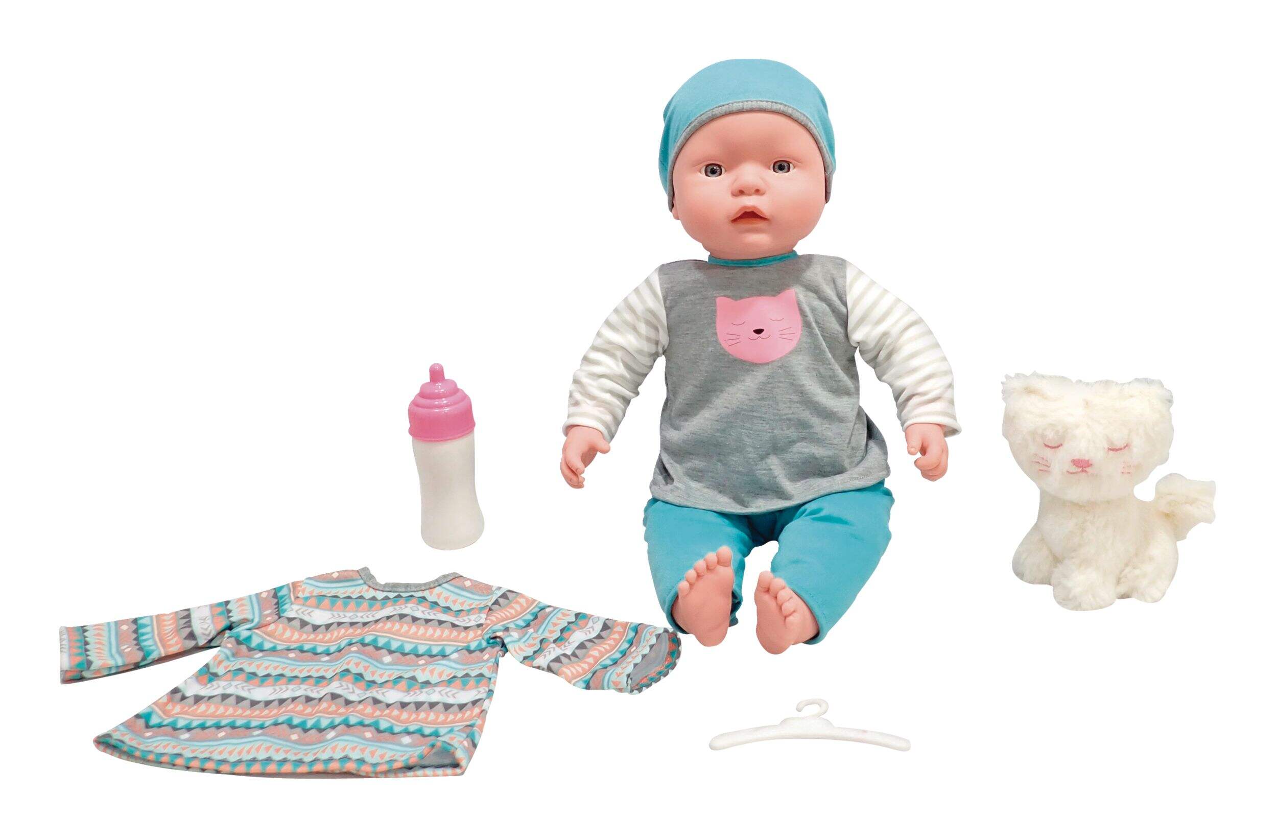 Kisses & Cuddles Soft Body Baby Doll Toy with Clothes & Accessories, 18-in, Ages 2+ Front_Flat