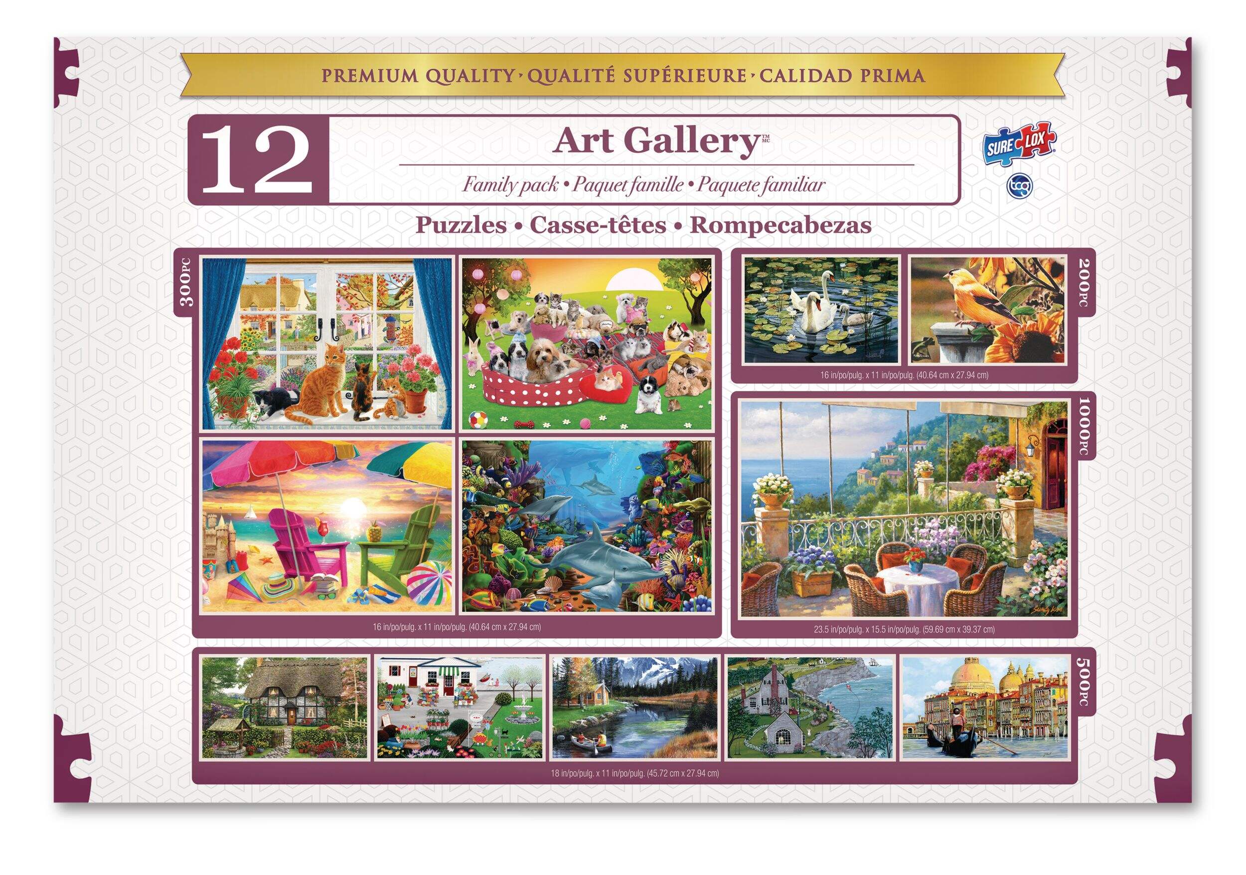 12-in-1 Art & Photography Family Jigsaw Puzzle Game, Multi-Coloured, Assorted, 300-pk, Ages 12+, for Birthday/Party Favour Front_Flat