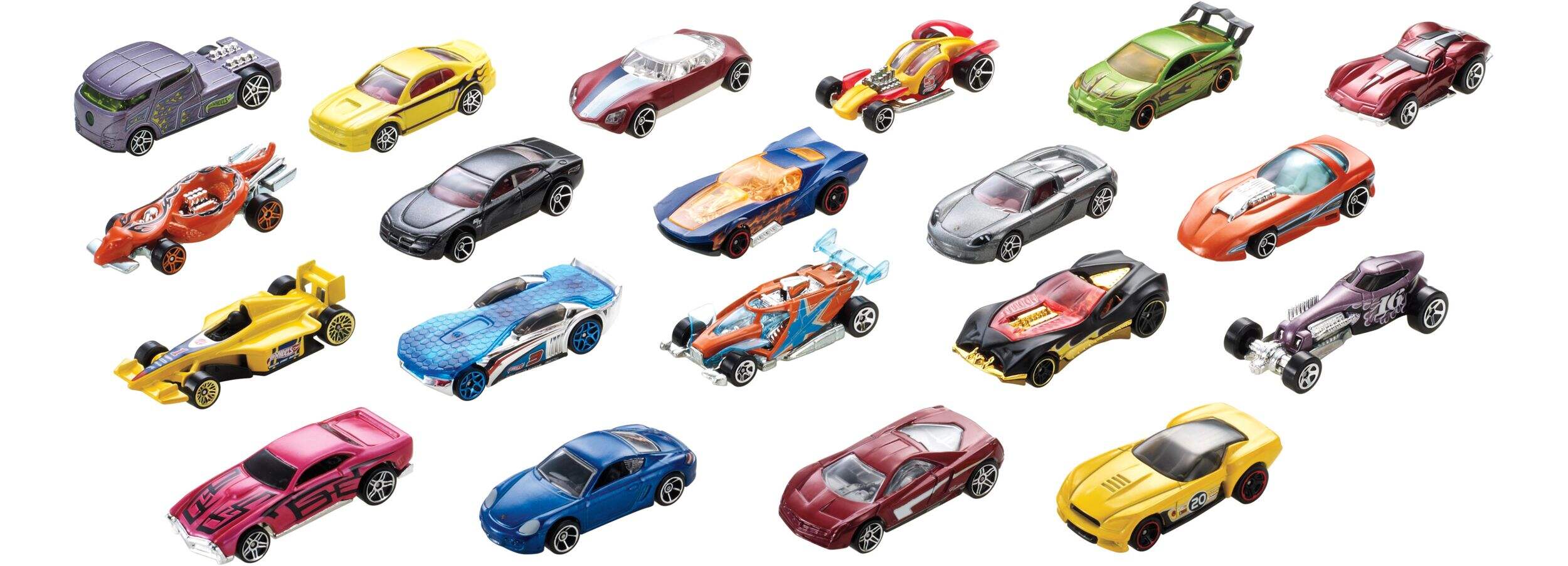 Hot Wheels 1:64 Scale Die-Cast Metal Assorted 20-Car Gift Pack, Collectible Toy, Ages 3+ Front_Angled_Left