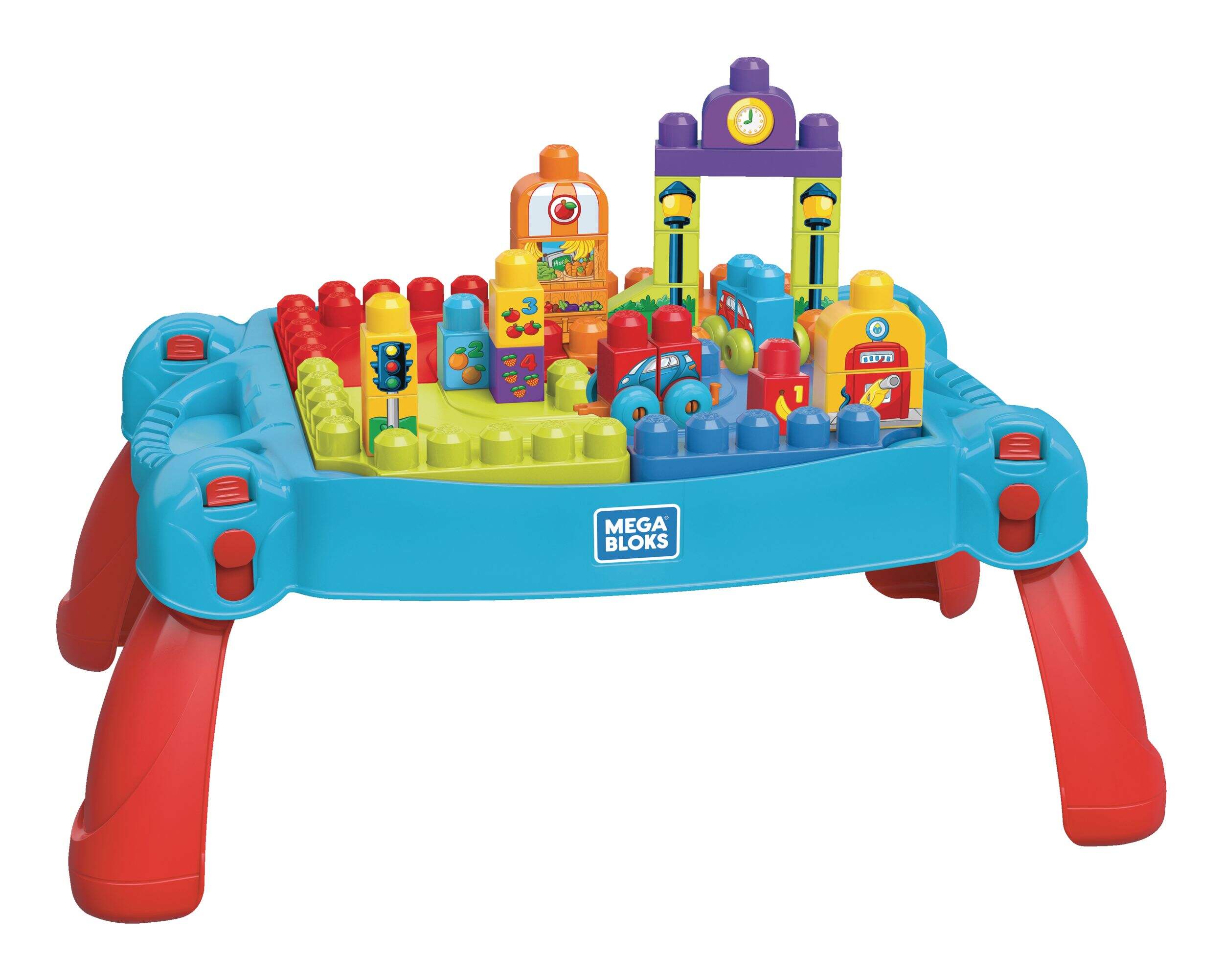 Mega Bloks First Builders Build 'N Learn Activity Table & Building Block Set, Ages 1+ Front_Angled_Right