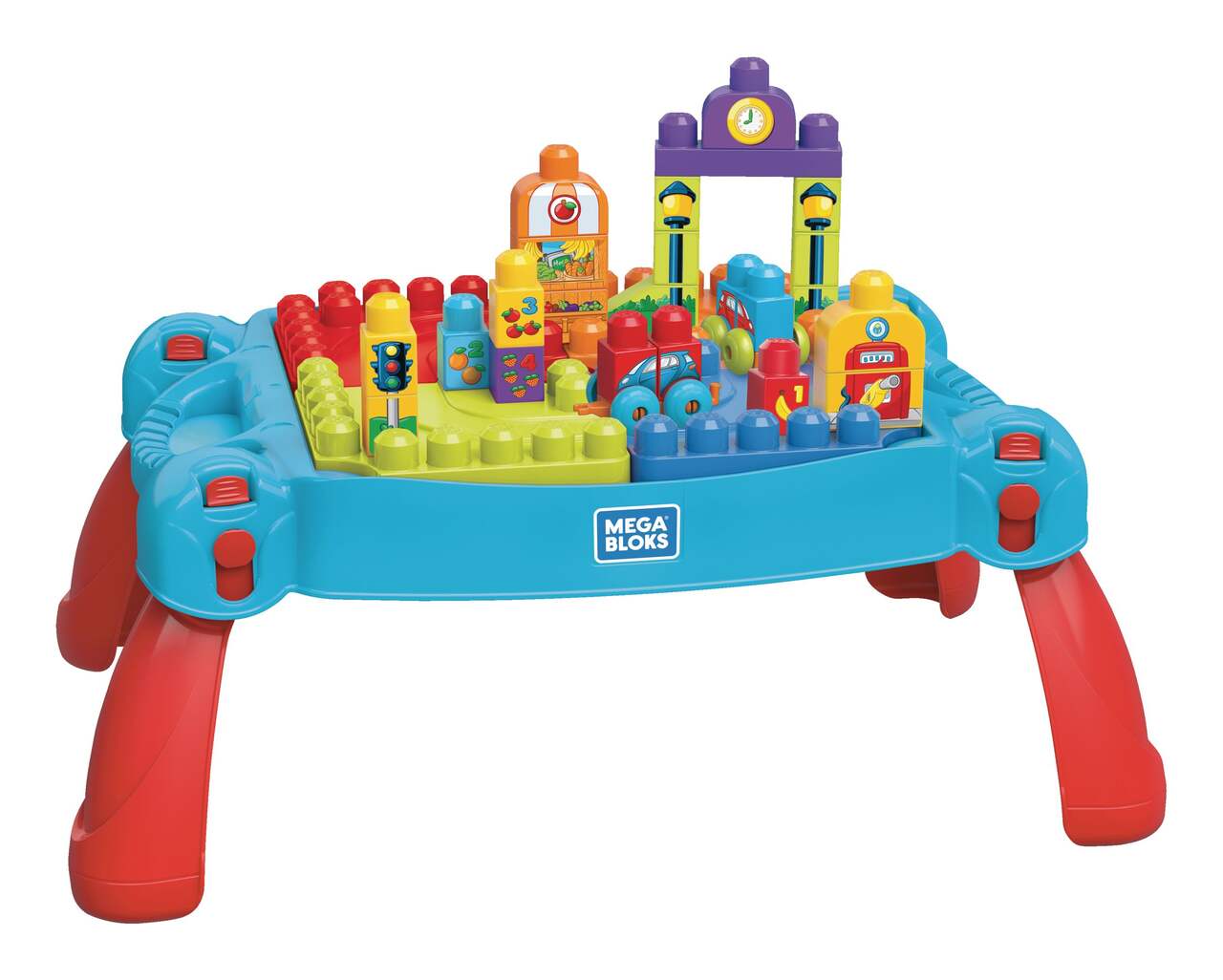 Mega Bloks First Builders Build 'N Learn Activity Table & Building Block  Set, Ages 1+