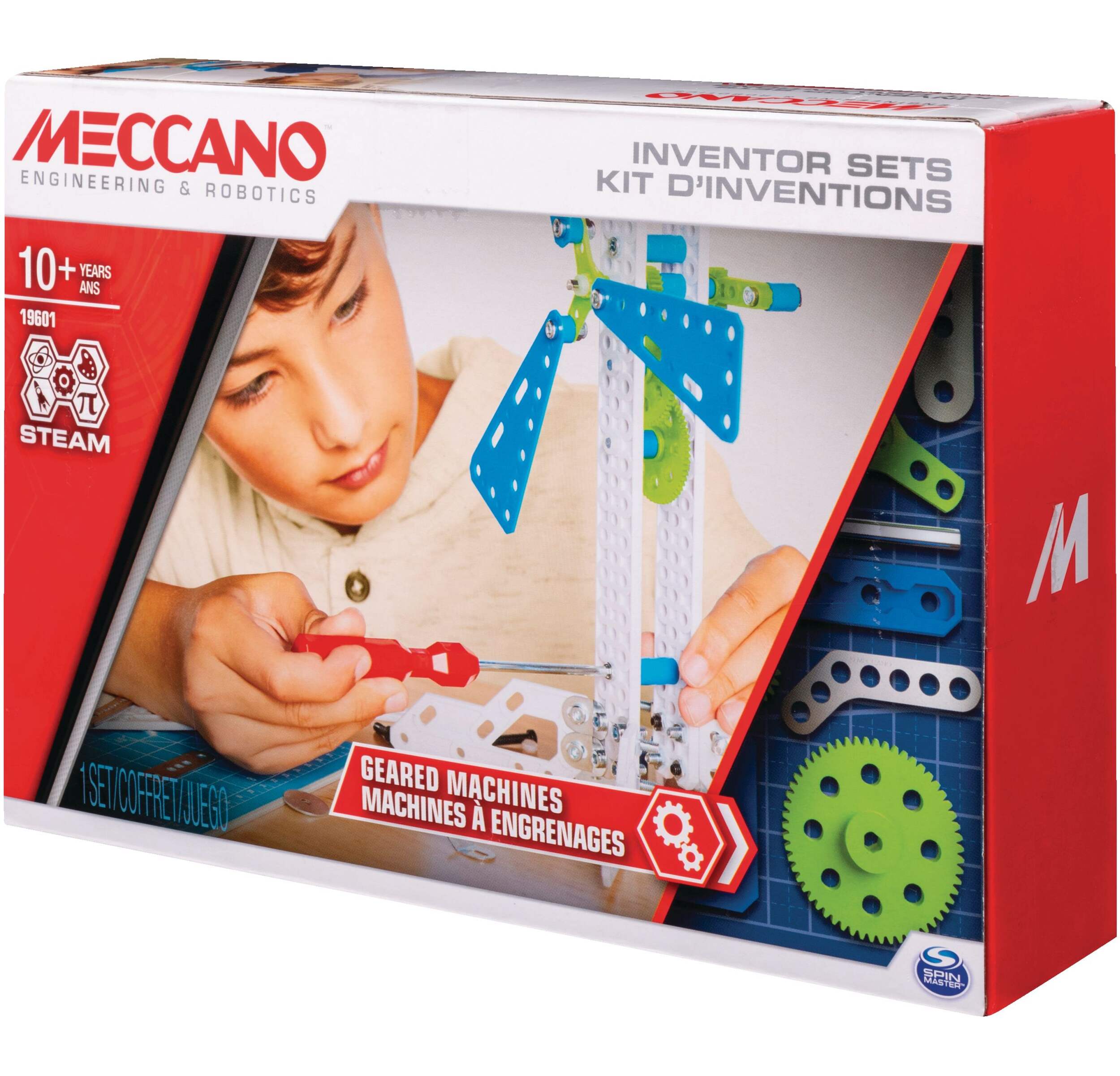 Meccano Inventor Sets Geared Machines 19601 STEAM Education Building Toy Kit, Ages 10+ Front_Angled_Left