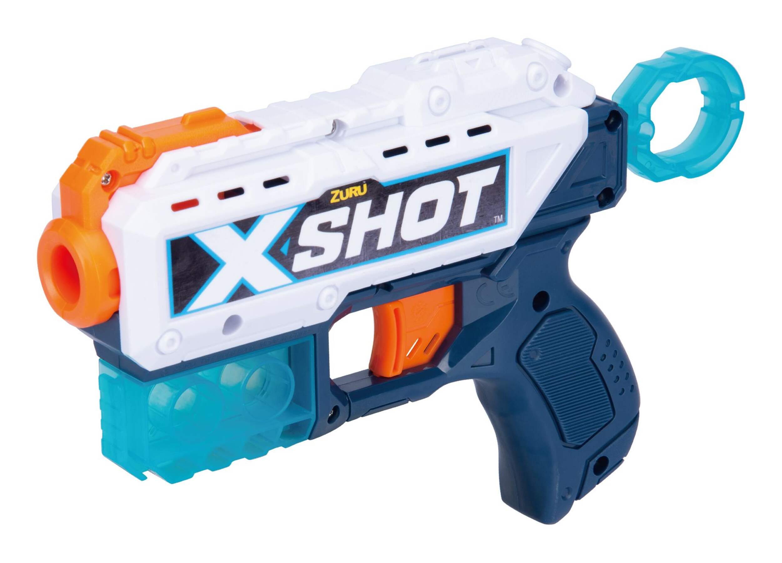 ZURU X-Shot Excel Double Kickback Foam Dart Blaster Combo Pack (8 Darts, 2 Cans), Age 8+ Front_Angled_Left