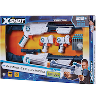 ZURU X-Shot Double Hawk Eye & Micro Foam Dart Blaster Combo Pack with 24 Darts, Ages 8+ Front_Angled_Left