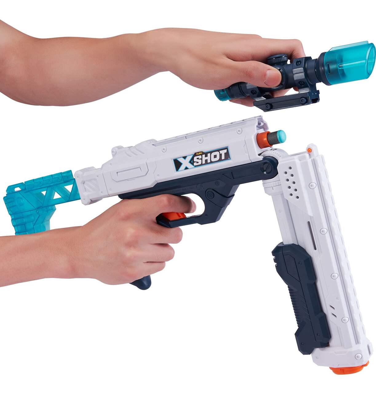 Pistolet à fléchettes en mousse ZURU X-Shot Excel Double Kickback (8  fléchettes, 2 canettes), 8 ans et plus