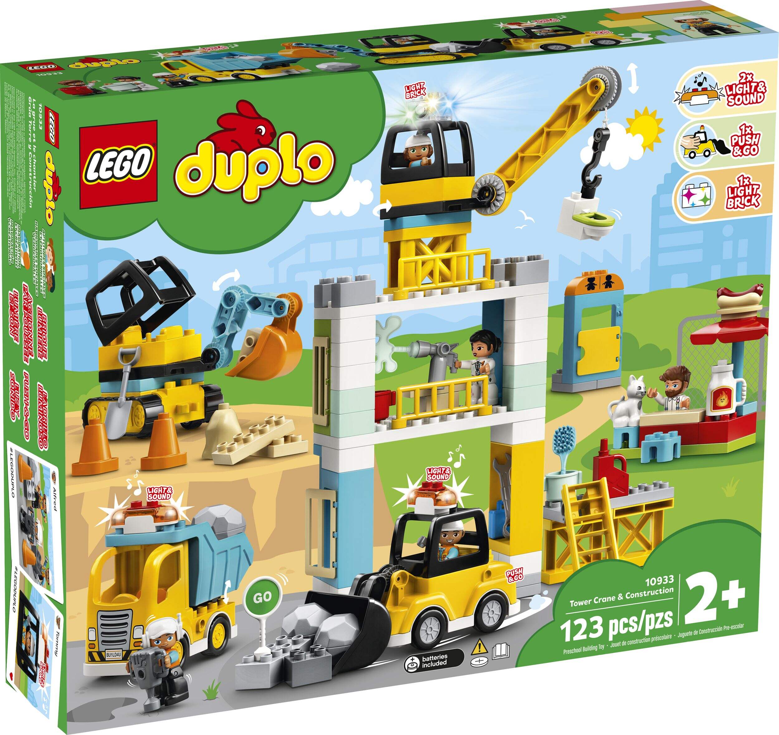 LEGO® DUPLO® Tower Crane & Construction 10933 Preschool Building Toy Kit, Ages 2+ Front_Angled_Right