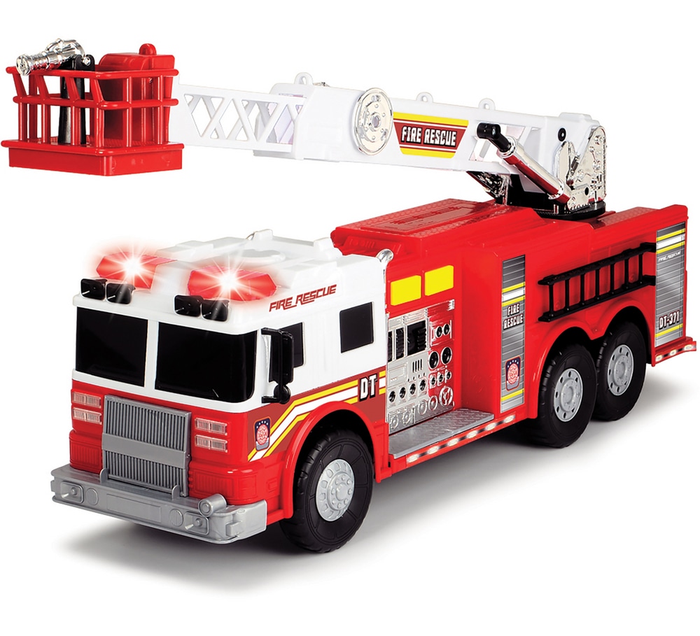 Dickie Toys SOS Fire & Rescue Ladder Truck Set, Battery Operated Light