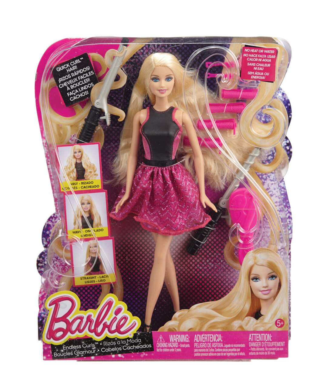 Poupée Barbie Coiffure Boucles et Couleurs