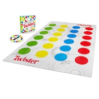 Twister Game with Mat & Spinner, Green/Yellow/Blue/Red, 2+ Players, Ages 6+, for Birthday/Party Favour Composite_or_Mixed