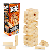 Classic Jenga Wood Block Stacking Tower Game, Tan, 1+ Players, Ages 6+, for Birthday/Party Favour