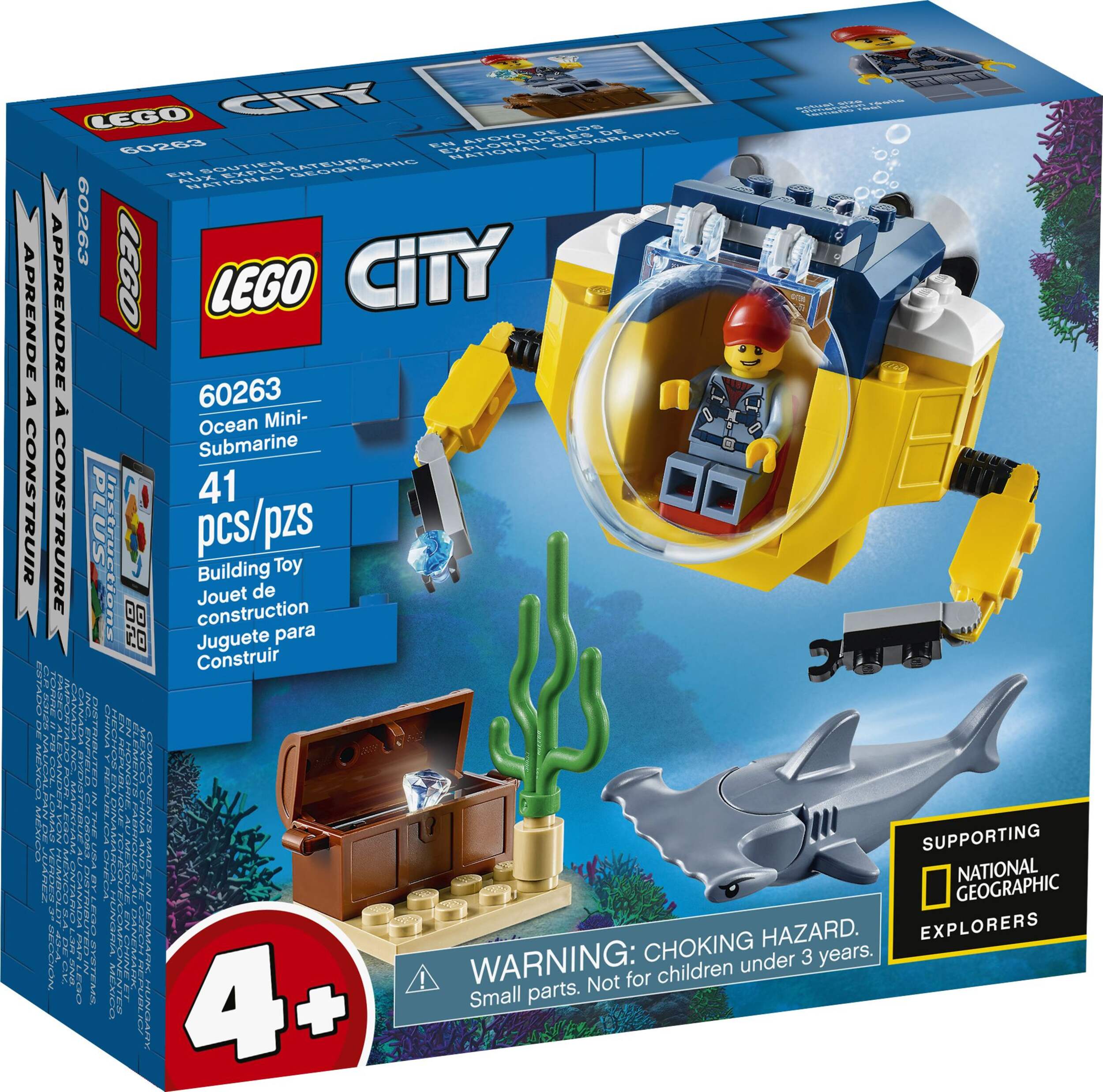 LEGO® City Ocean Mini-Submarine 60263 Underwater Building Toy For Kids, Assorted, Ages 4+ Front_Angled_Right
