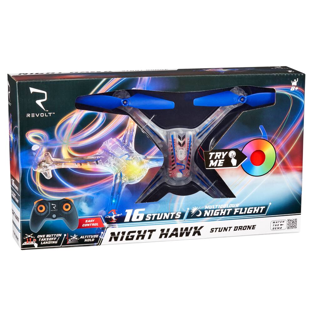 Revolt Night Hawk Remote Controlled Stunt Drone Toy, Ages | Tire