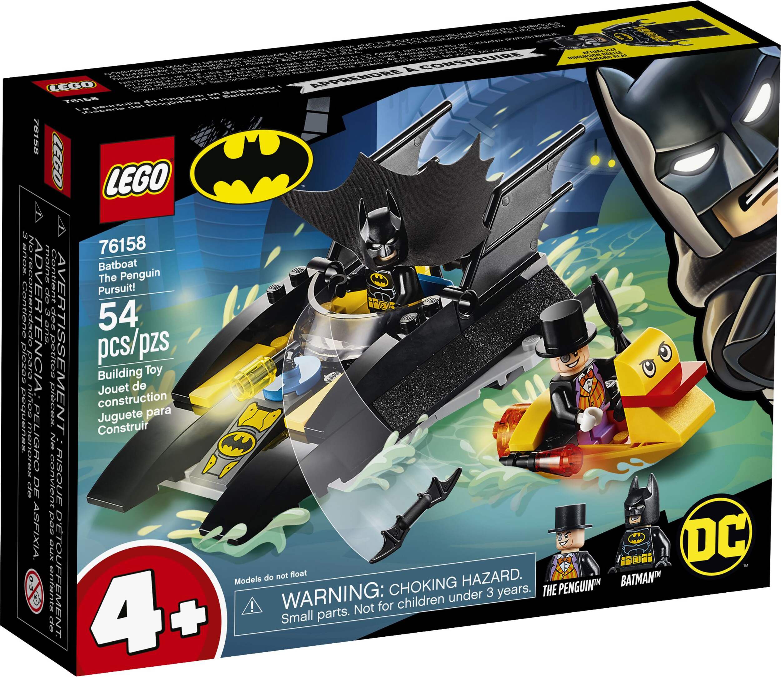 LEGO® DC Batboat The Penguin Pursuit! 76158 Action Building Playset For Kids, Ages 4+ Front_Angled_Right