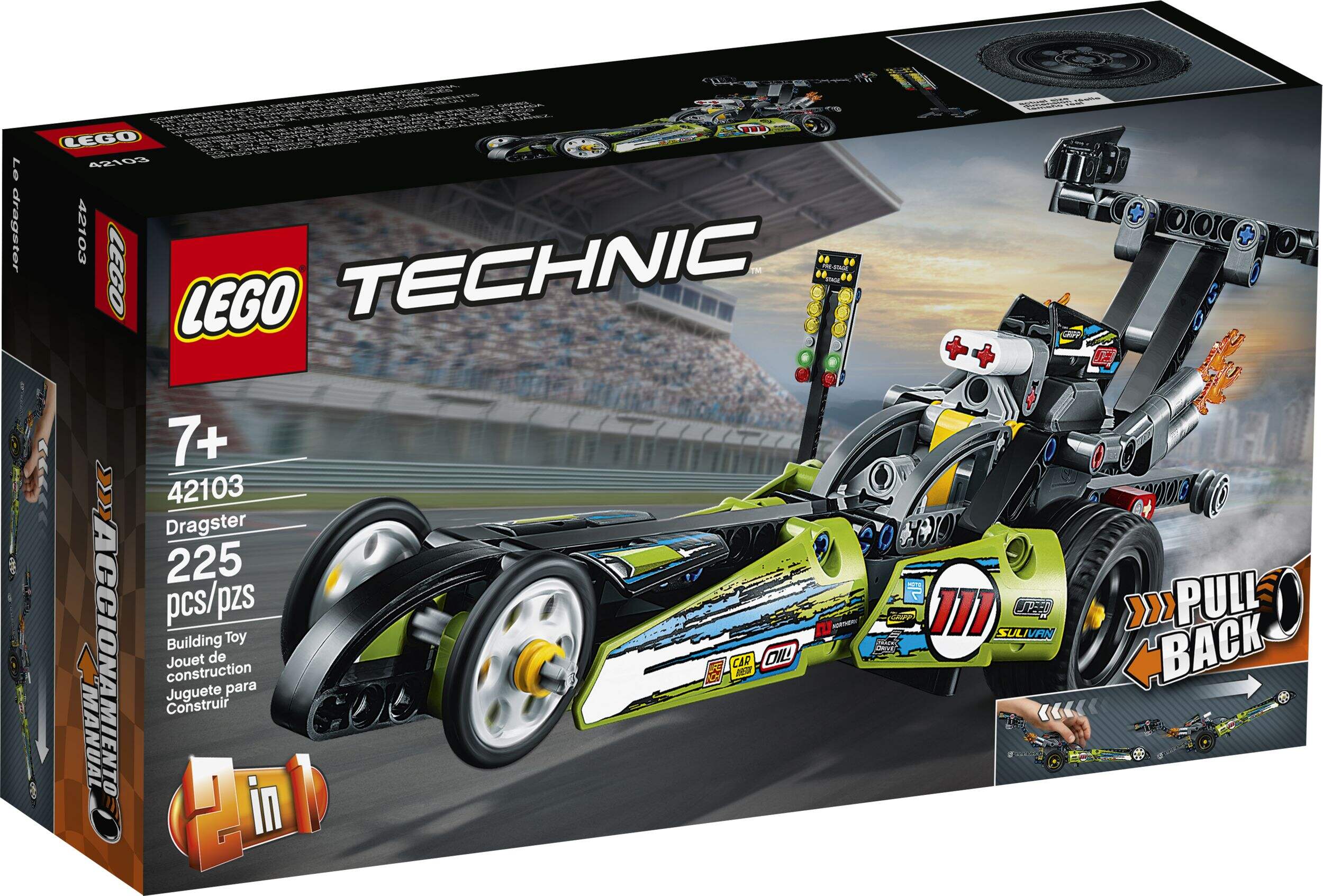 LEGO® Technic™ Dragster 42103 Building Toy Kit For Kids, Ages 7+ Front_Angled_Right