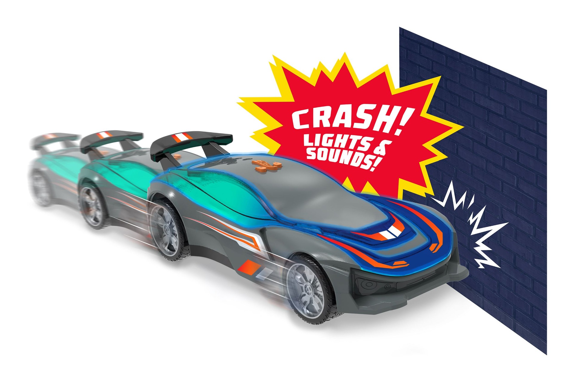 Hot Wheels Color Crashers Toy Race Car, Impact-Activated