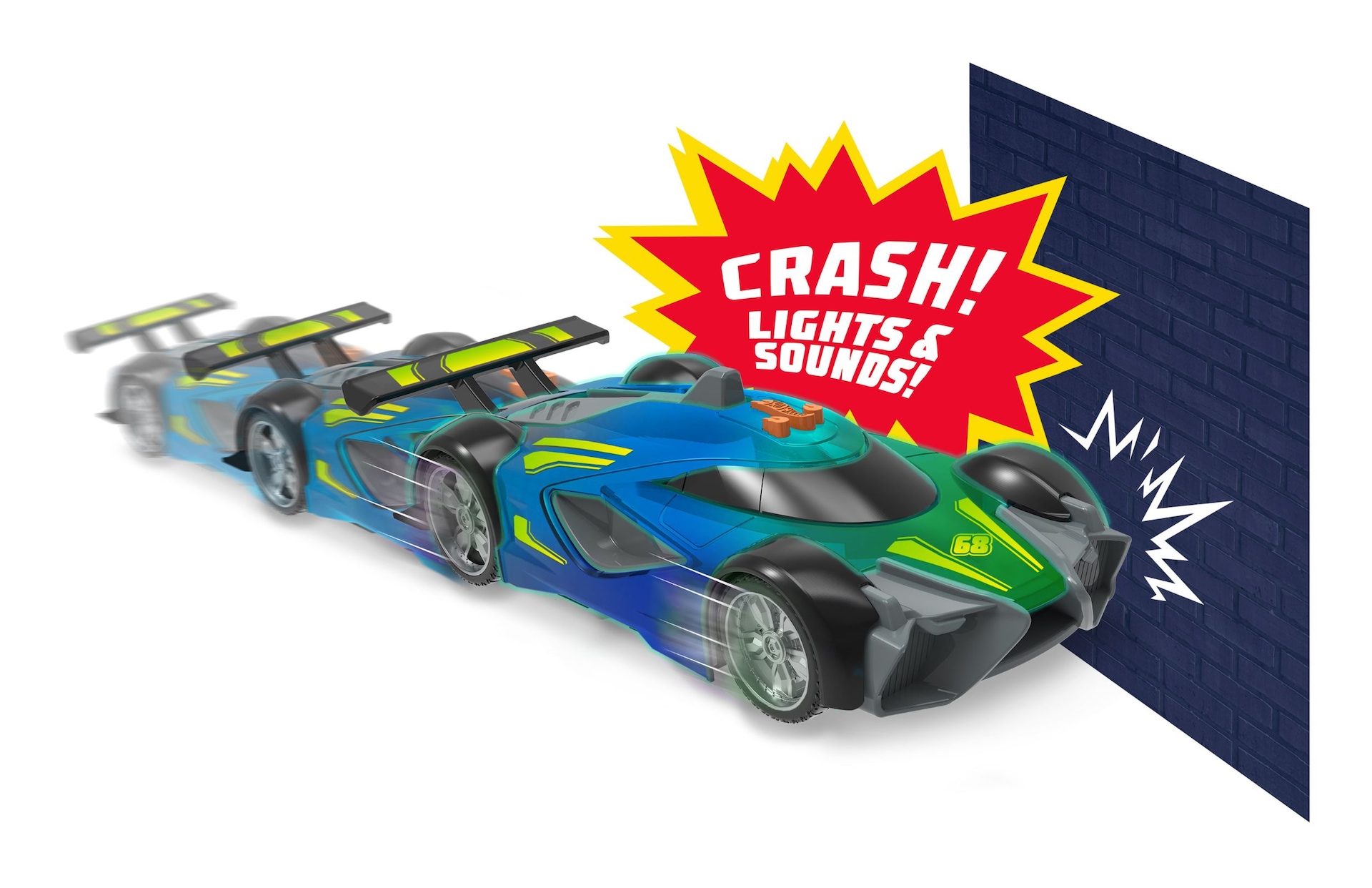 Hot Wheels Color Crashers Toy Race Car, Impact-Activated