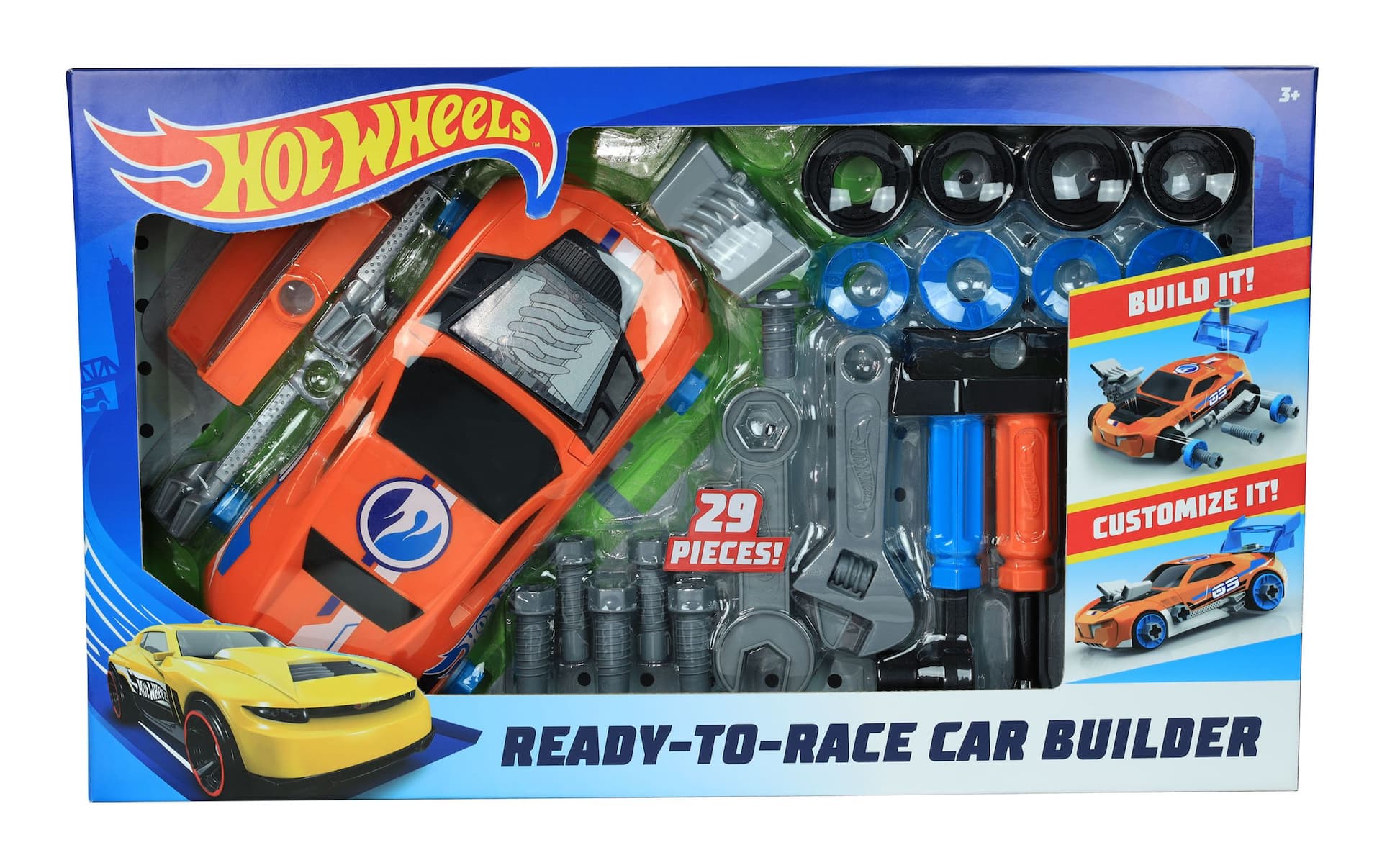 Hot Wheels Ready-To-Race Car Builder Tool Kit, 24-Piece Toy