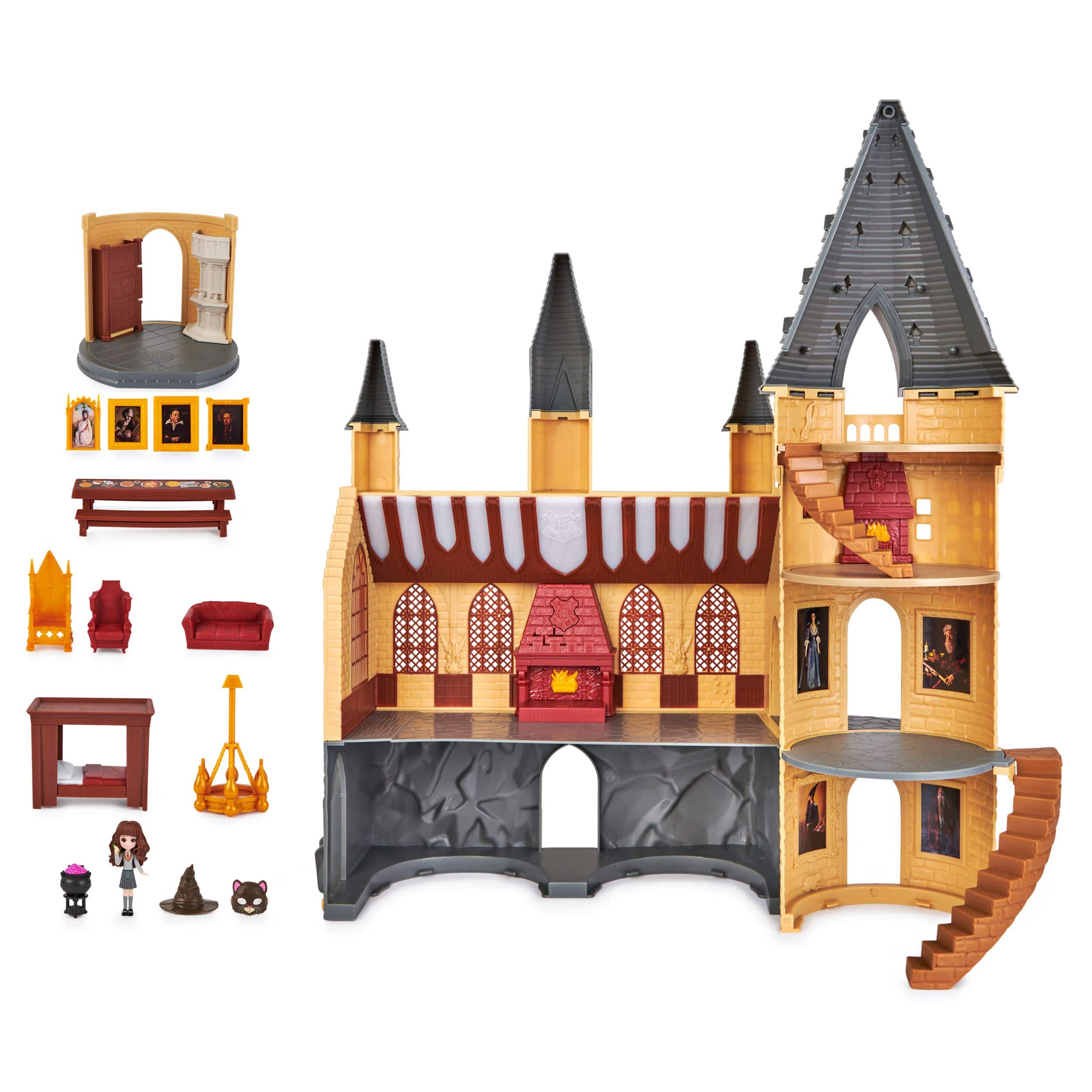 Monde des sorciers, Magical Minis, Château de Poudlard avec 12 accessoires  et la poupée Hermione exclusive, 5 ans et plus
