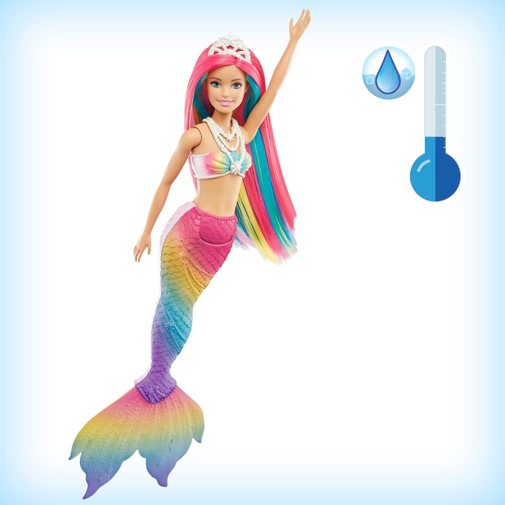 Barbie Dreamtopia poupée Sirène Magique avec Chevelure Multicolore 