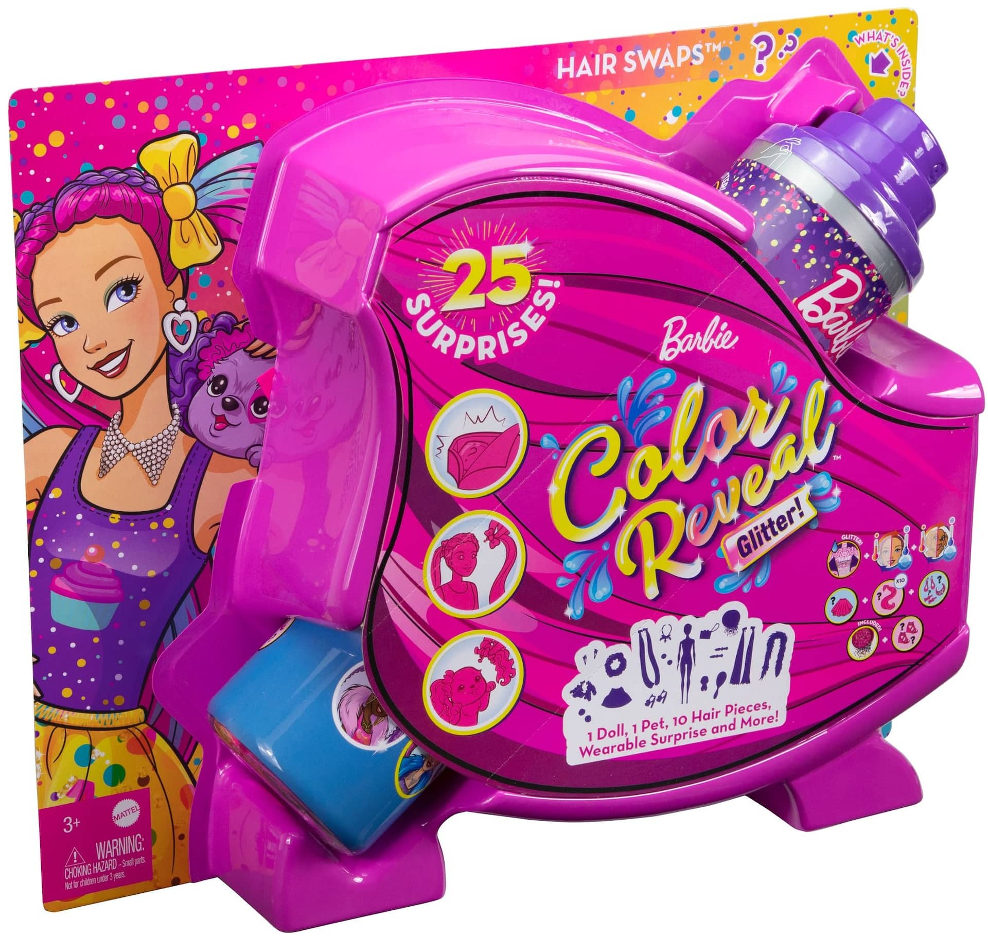 Barbie Color Reveal™ Glitter! Hair Swaps™ Doll & Accessories, Age