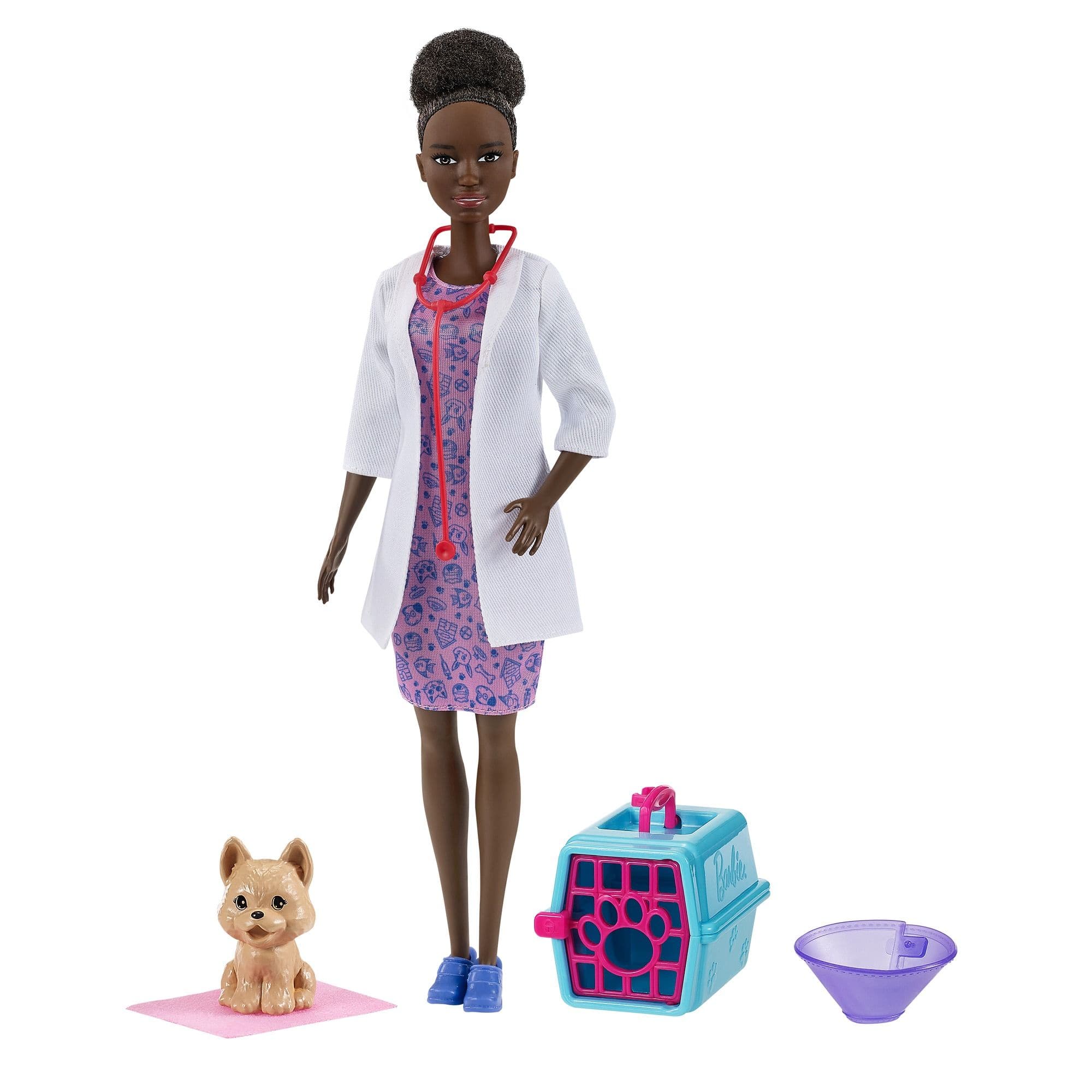 Poupée et coffret de jeu Barbie vétérinaire, avec animal de compagnie,  cheveux brun, paq. 6, 3 ans et plus