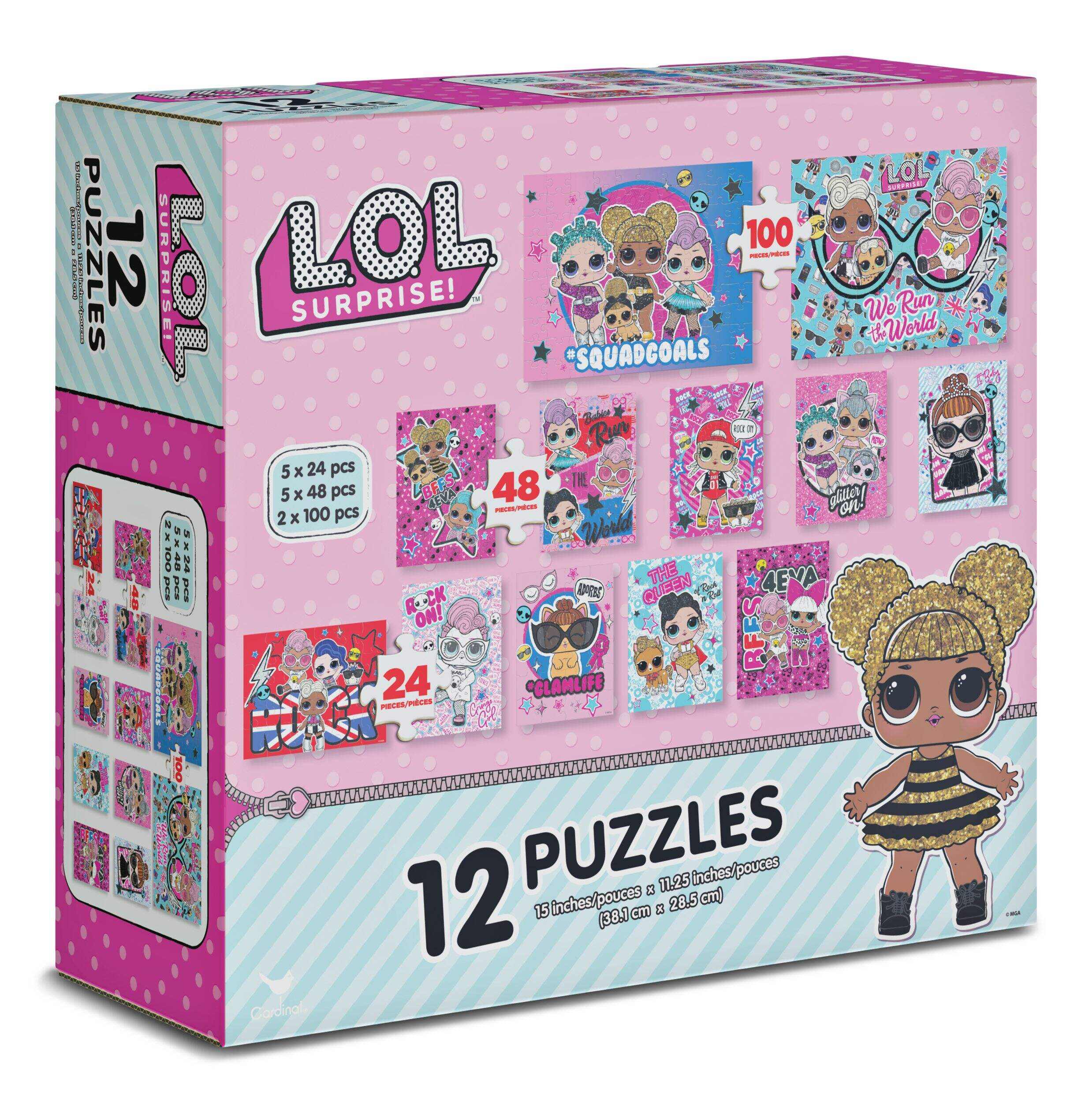 Variety of Licensed Jigsaw Puzzle Game, Multi-Coloured, Assorted, 12-pk, Ages 4+, for Birthday/Party Favour Front_Angled_Right