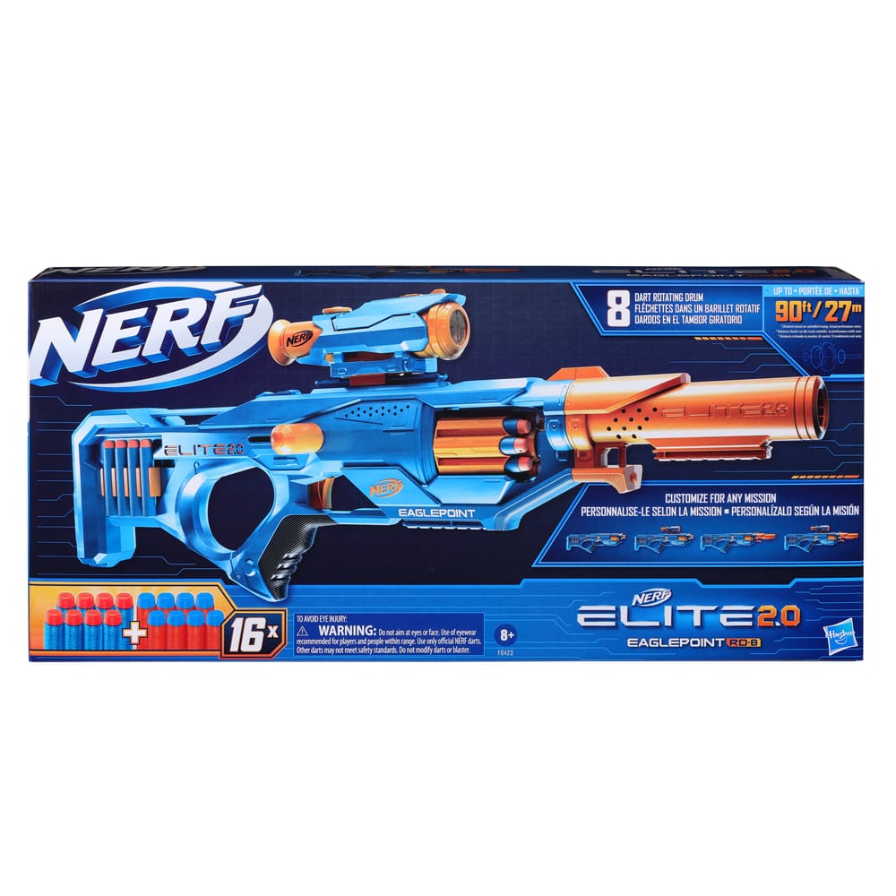 Nerf Elite 20 Eaglepoint Rd 8 Blaster 8 Dart Drum Detachable Scope And Barrel 16 Darts Age