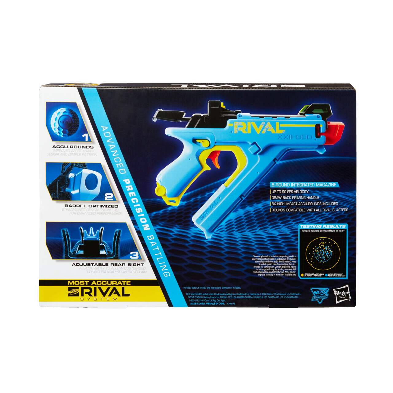 NERF Rival Vision XXII-800 Blaster, Adjustable Sight, 8 Nerf Rival Accu- Rounds, Age 7+