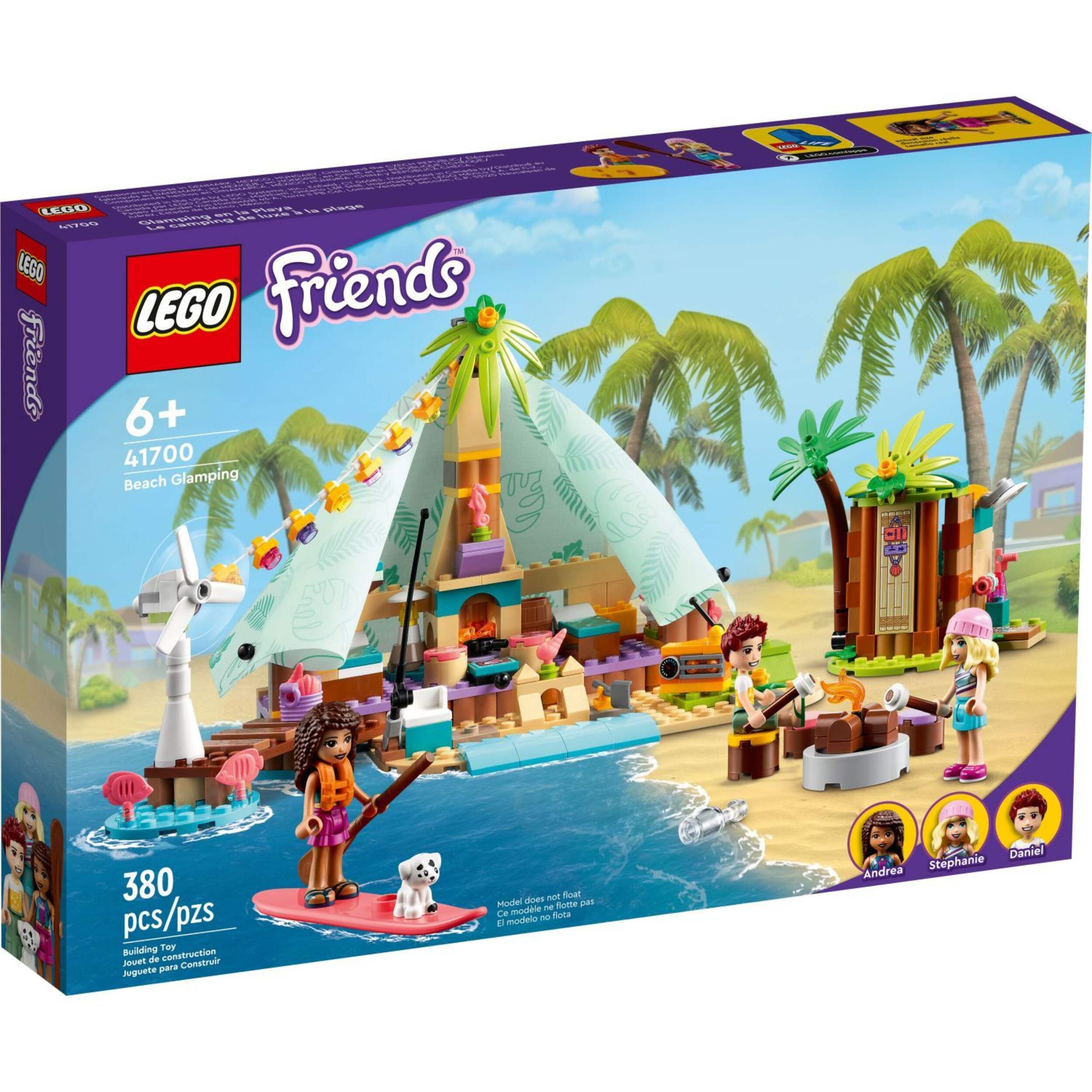 LEGO® Friends Beach Glamping - 41700,380 pcs, Age 6+ Front_Angled_Right