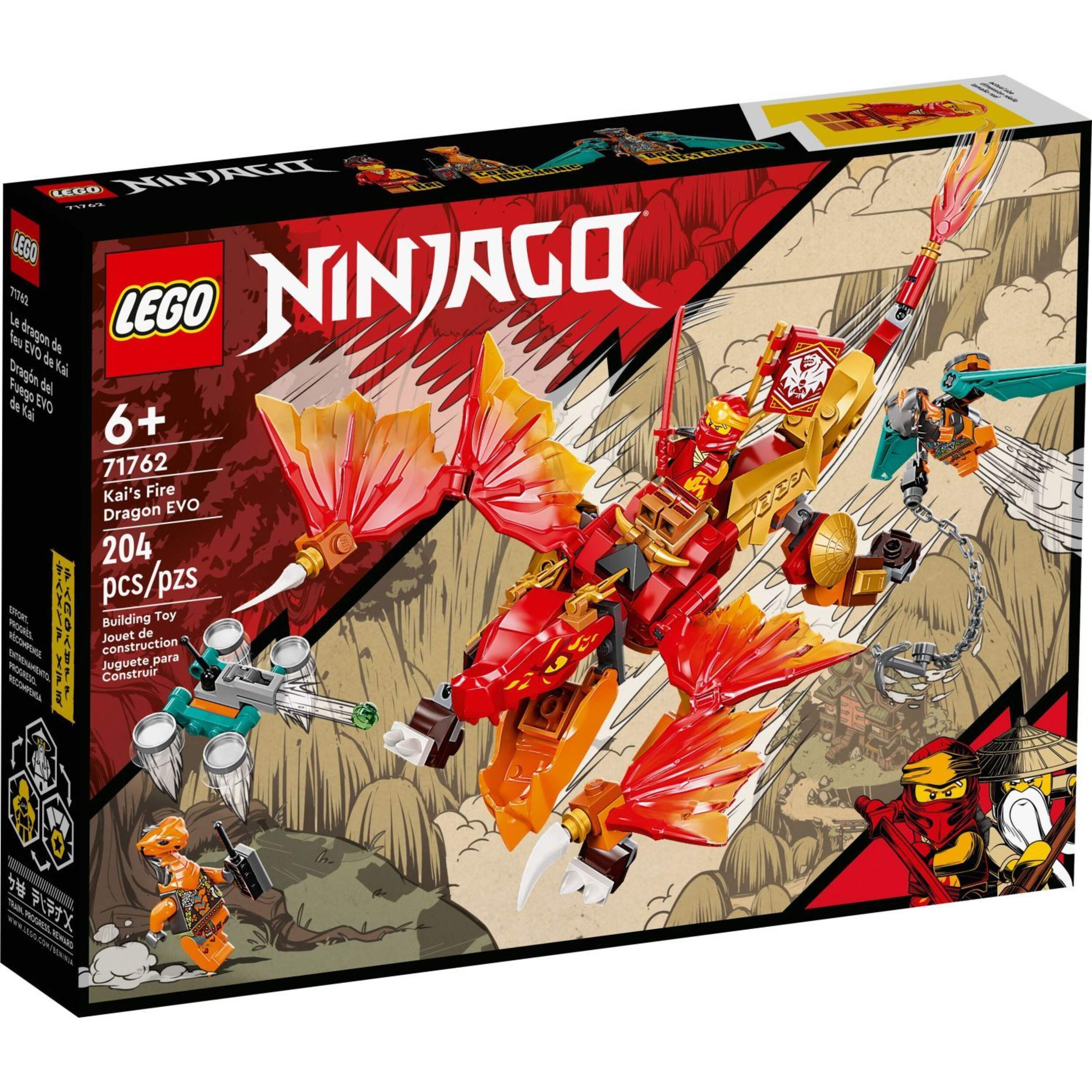 LEGO® NINJAGO® Kai’s Fire Dragon EVO - 71762, 204 pcs, Age 8+ Front_Angled_Right