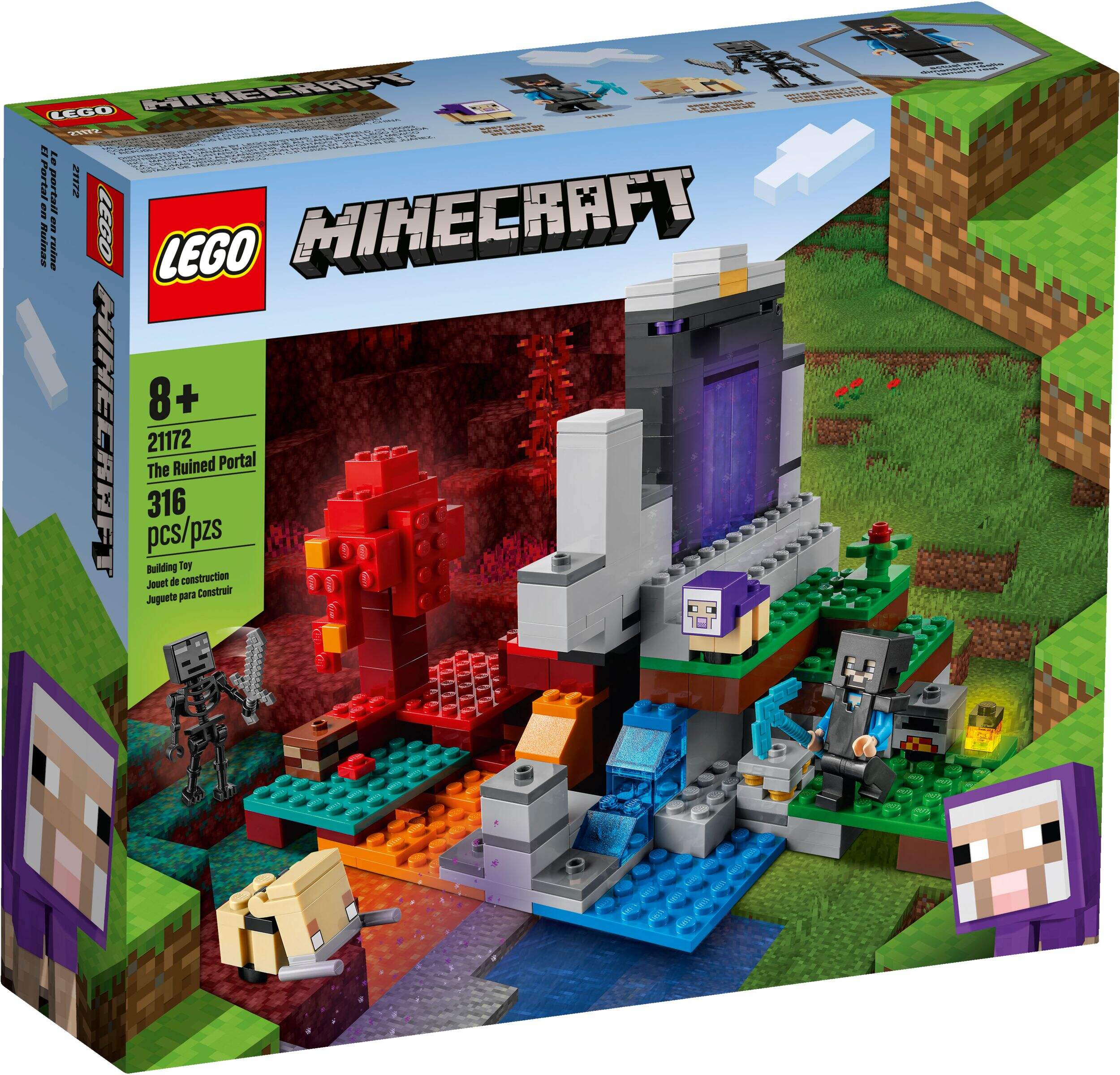 LEGO® Minecraft™ The Ruined Portal - 21172, 316 pcs, Age 7+ Front_Angled_Right