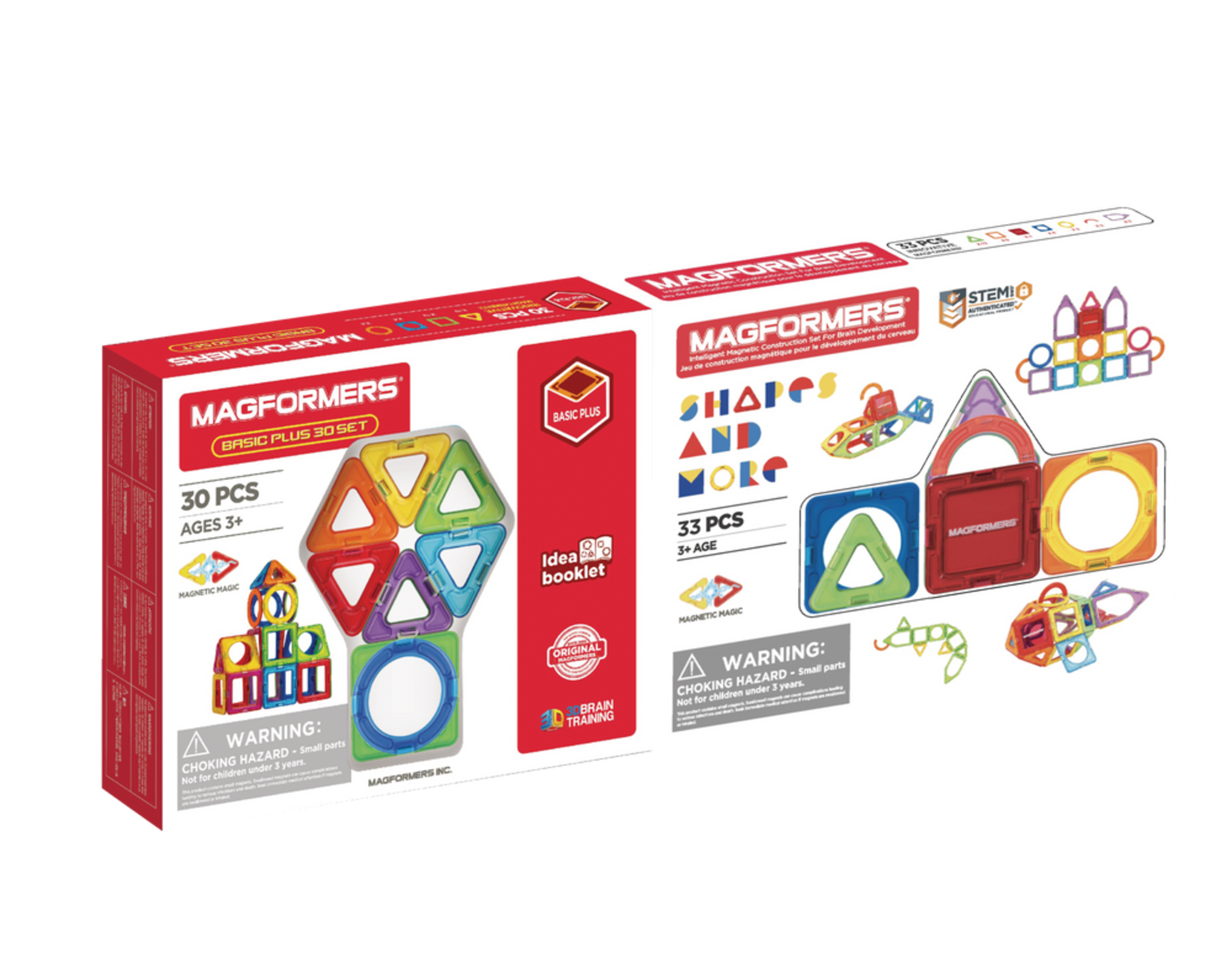 Magformers Basic Plus 30 Magnetic Construction Set, 30-pc, 30 pcs, Age 7+ Front_Angled_Right