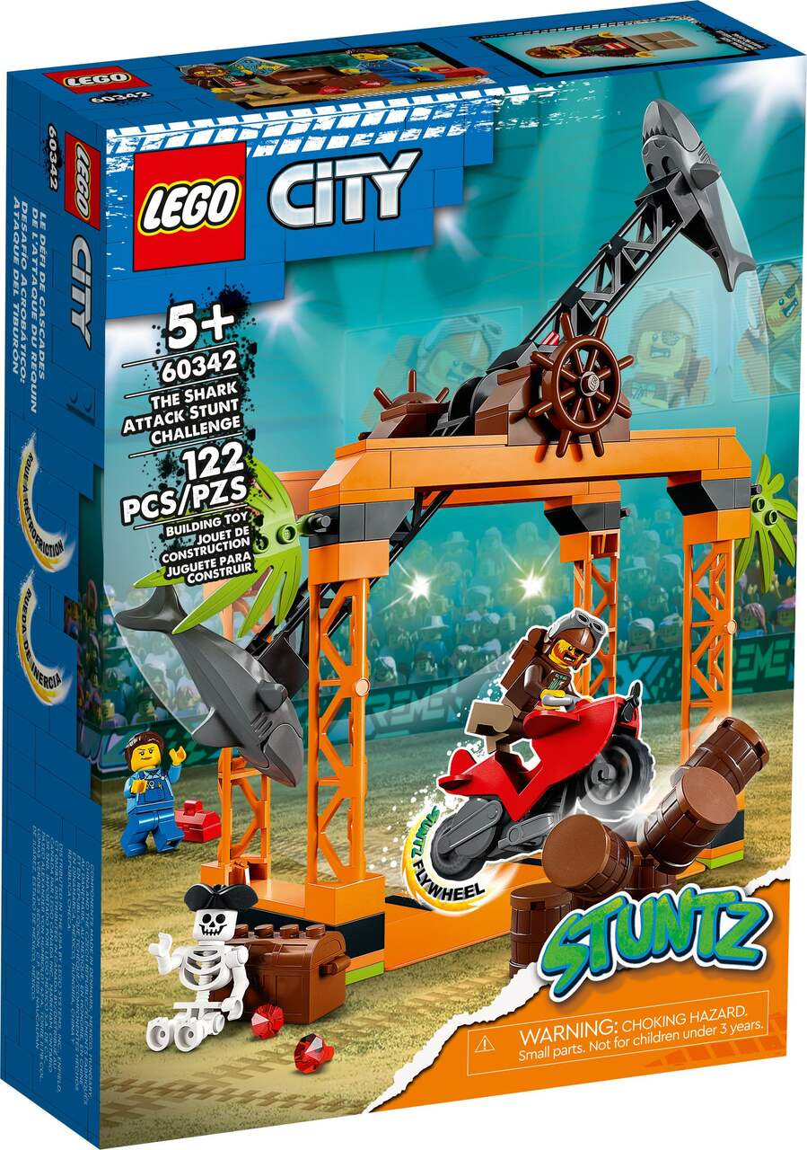LEGO 60342 City Ensemble de jeu Défi de cascade attaque de requin, 5 ans et  plus