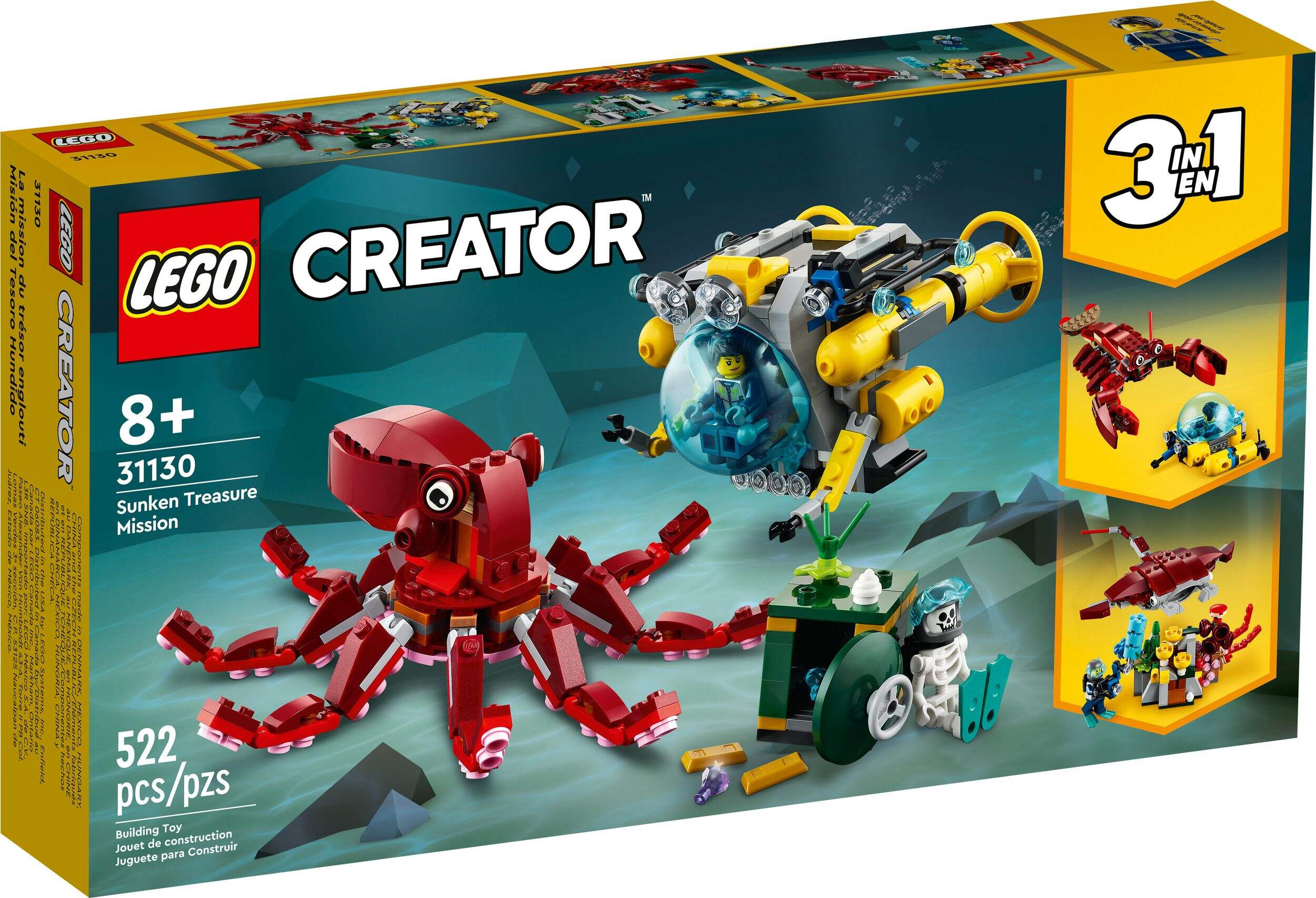 LEGO® Creator 3-in-1 Sunken Treasure Mission - 31130, Ages 8+ Front_Angled_Right