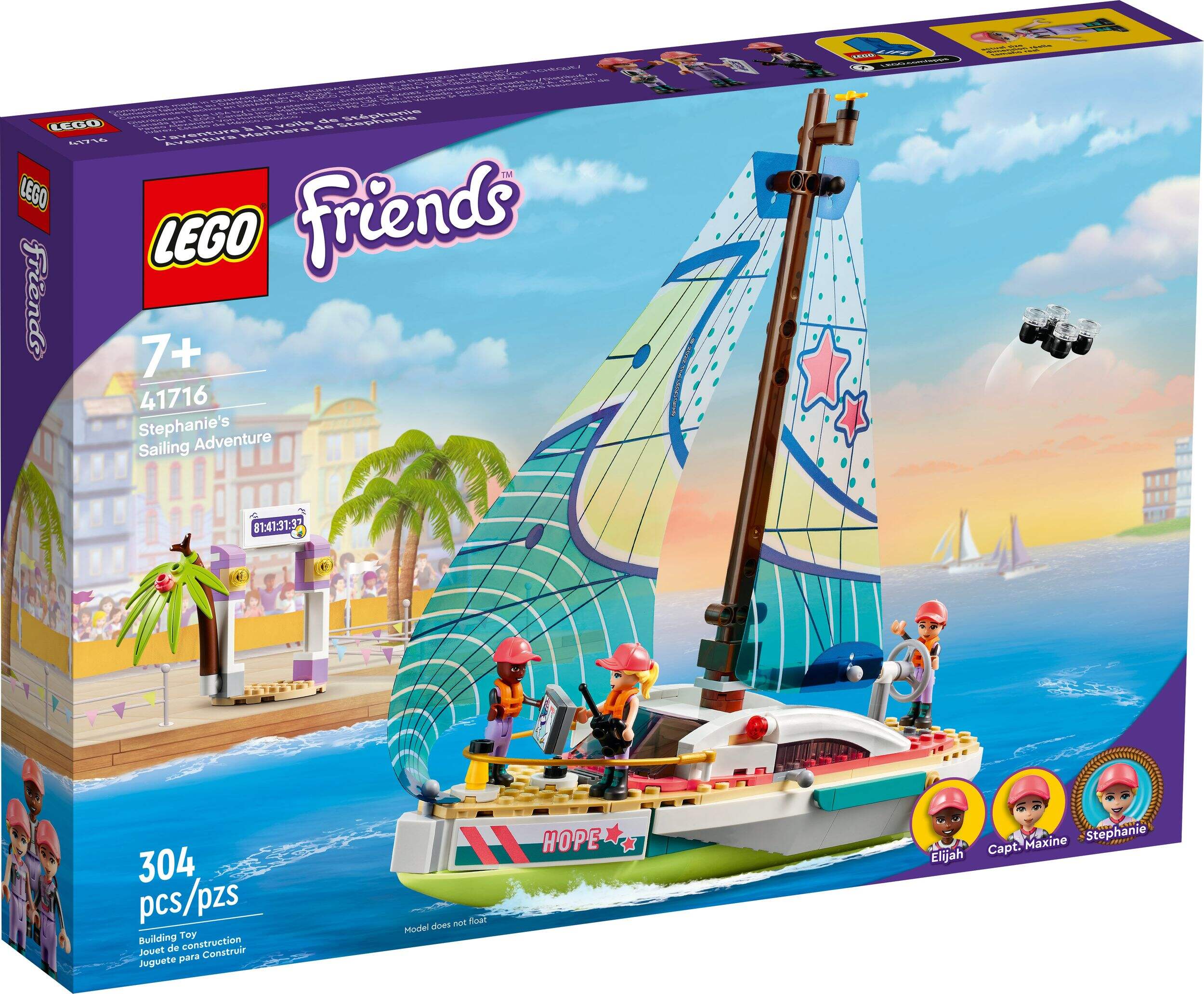 LEGO® 41716 Friends Stephanie’s Sailing Adventure, Ages 7+ Front_Three_Fourths_Angled_Right