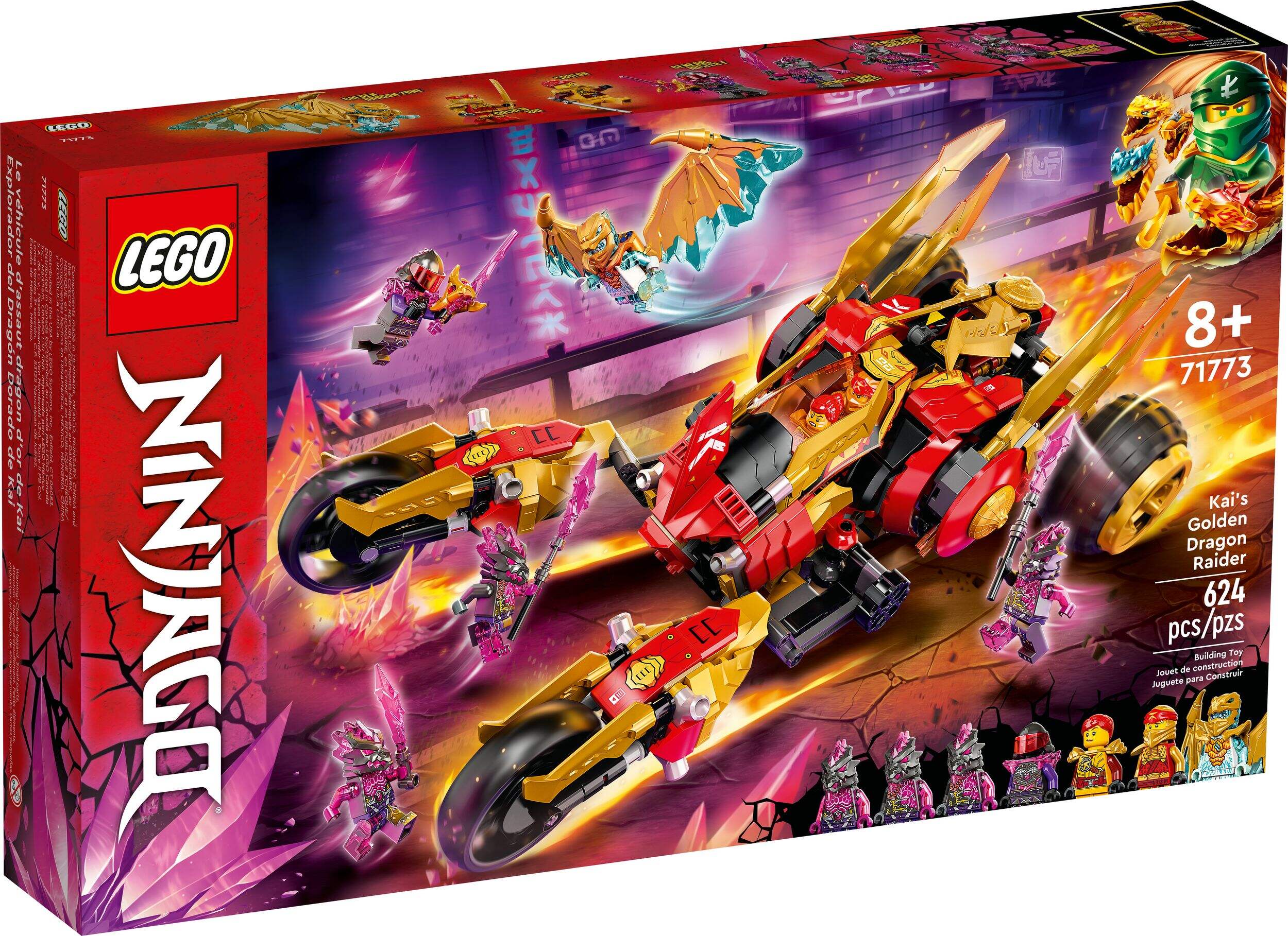 LEGO NINJAGO, Le véhicule d'assaut dragon d'or de Kai, 71773, 8 ans et plus Front_Angled_Right