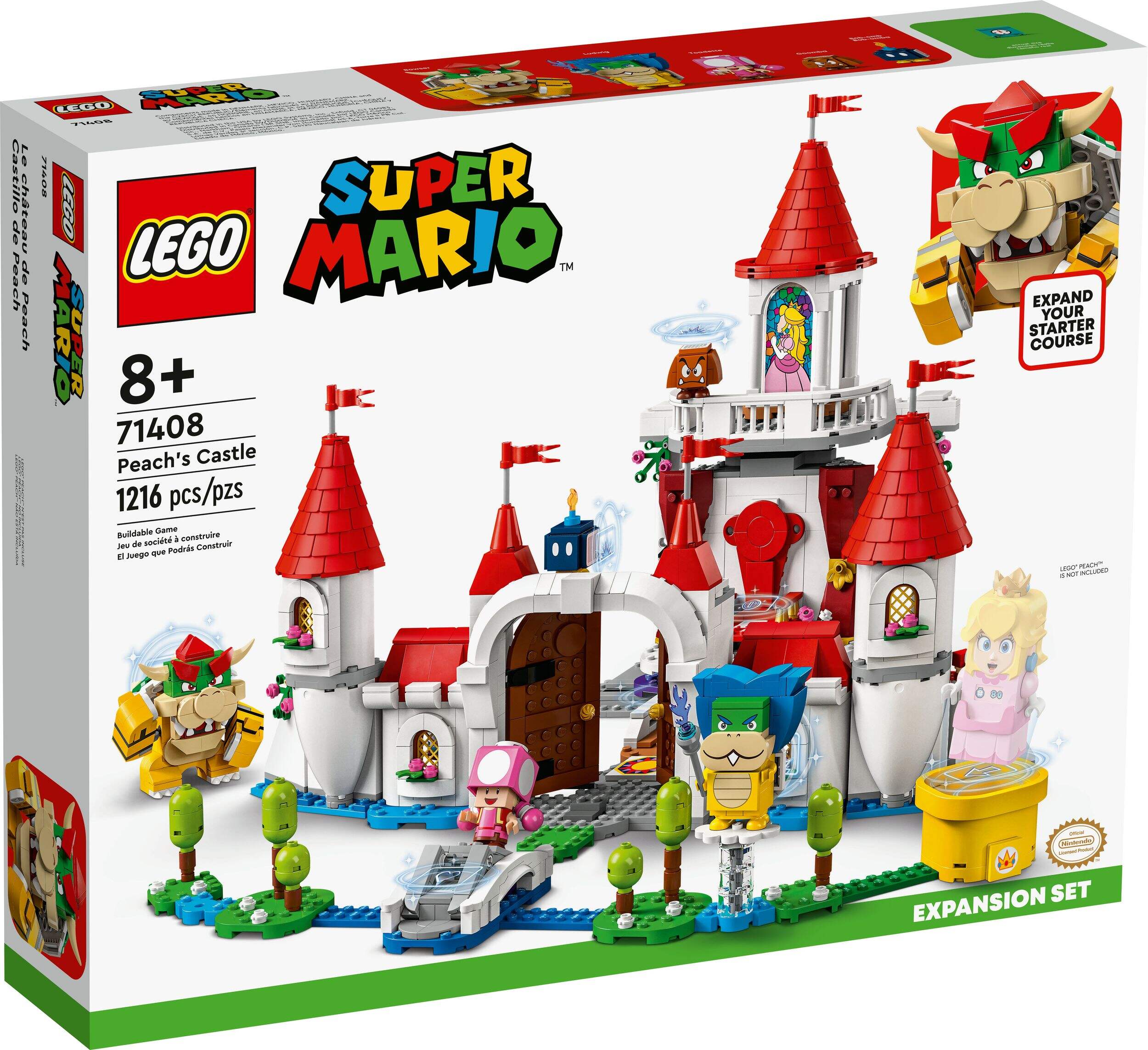 LEGO® Super Mario™ Peach’s Castle Expansion Set - 71408, Ages 8+ Front_Angled_Right