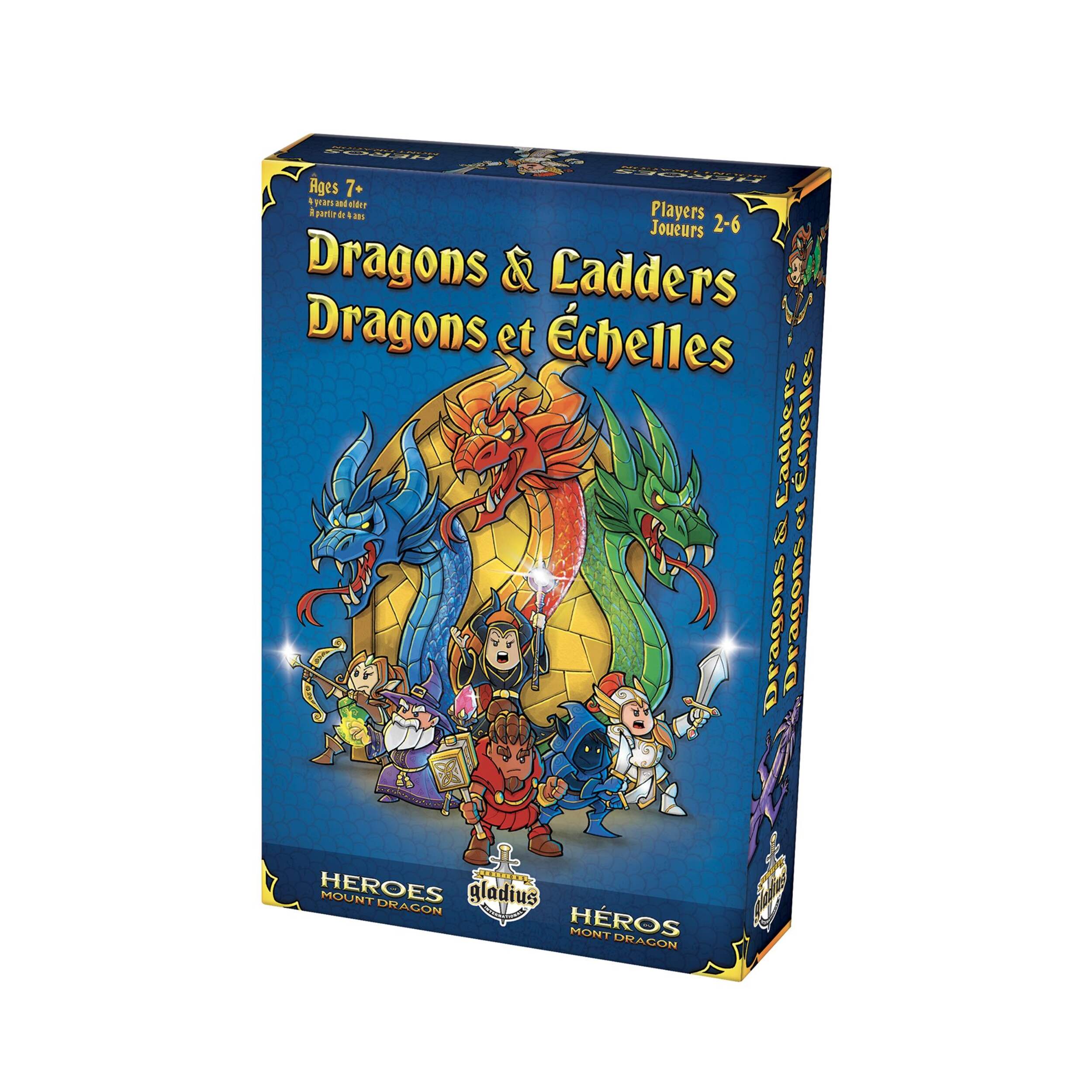 Dragons & Ladders Family Board Game, Bilingual, Ages 7+ Front_Angled_Left