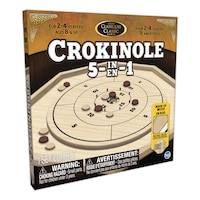 Crokinole 5-in-1 Deluxe Wooden Board Game Set, Ages 8+