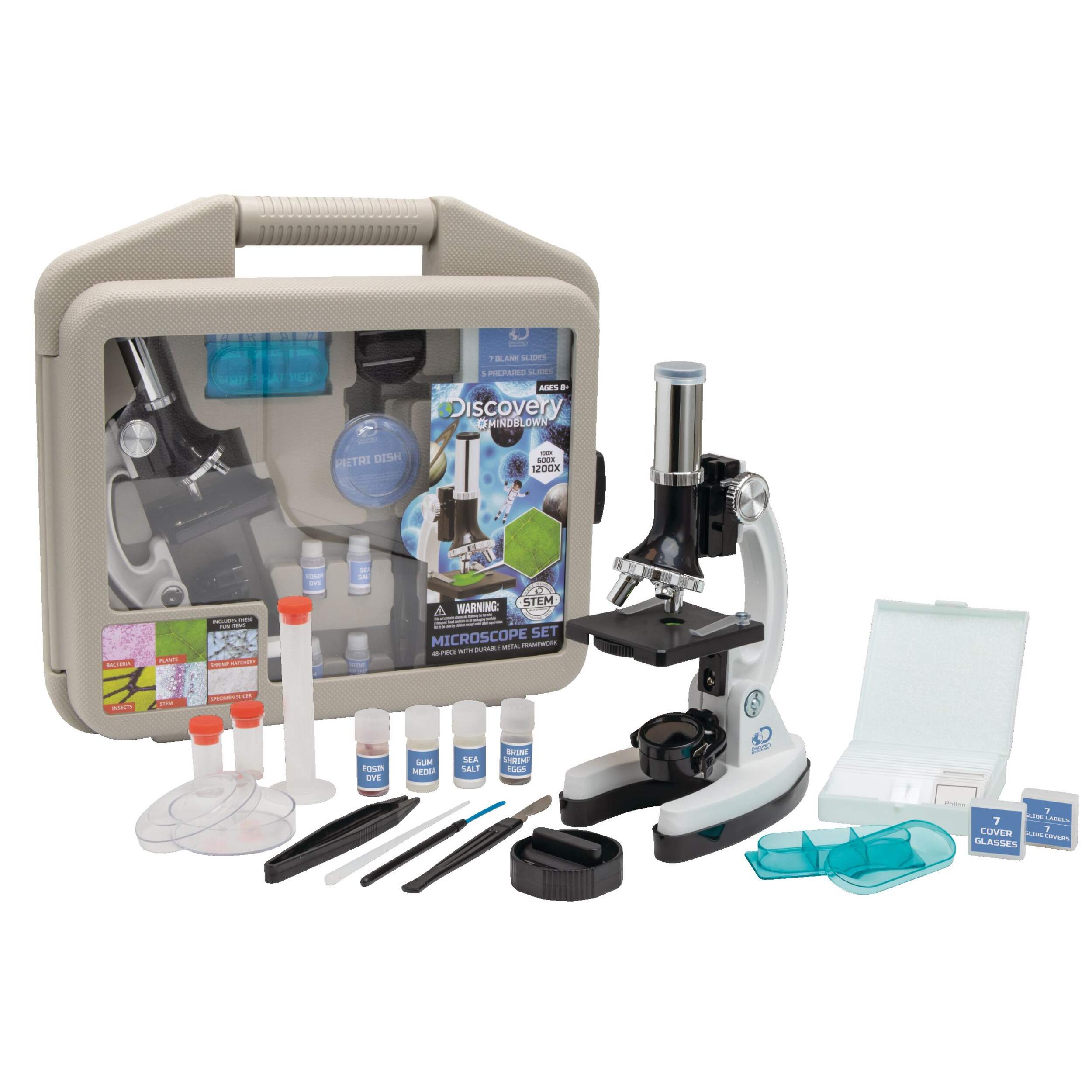 Jeu de microscope STIM pour enfants Discovery Mindblown avec cadre en métal durable, anglais, 8 ans et plus, 48 pièces Composite_or_Mixed