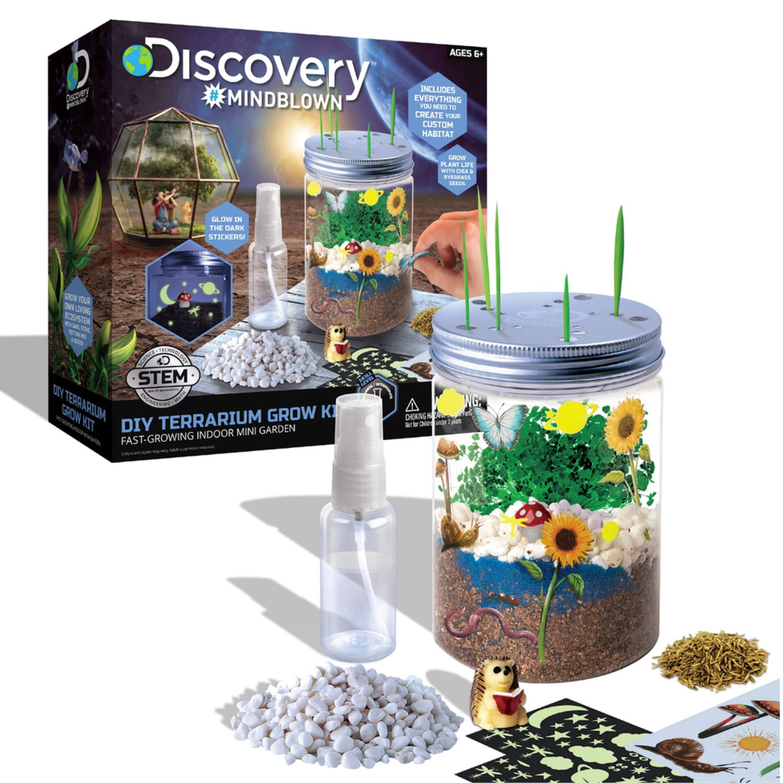 Discovery Mindblown DIY Glowing Terrarium Grow Kit, Hands-On Learning, English, Ages 6+ Composite_or_Mixed
