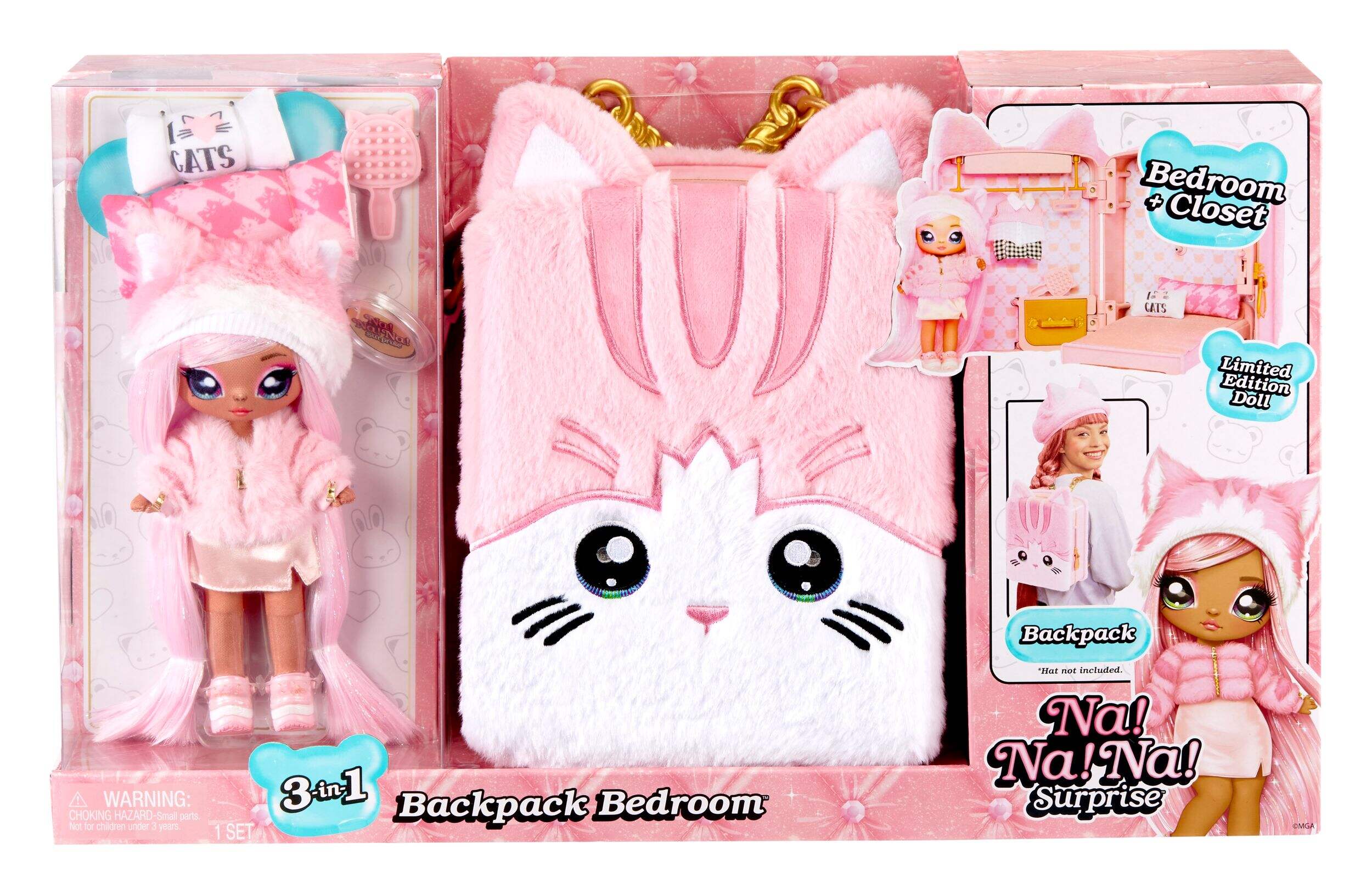 Na! Na! Na! Surprise 3-in-1 Backpack Bedroom Series 3 Playset, Kitty ...