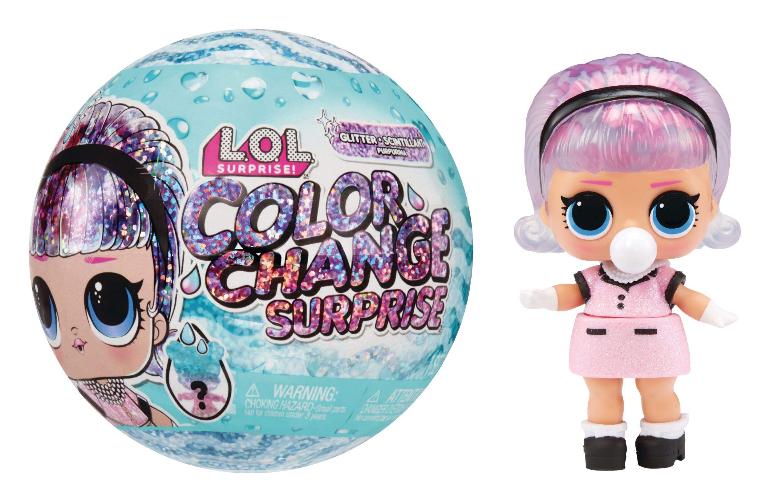 L.O.L. Surprise Glitter Colour Change Collectible Fashion Doll with 7 Surprises, Assorted in PDQ, Ages 4+ Front_Flat