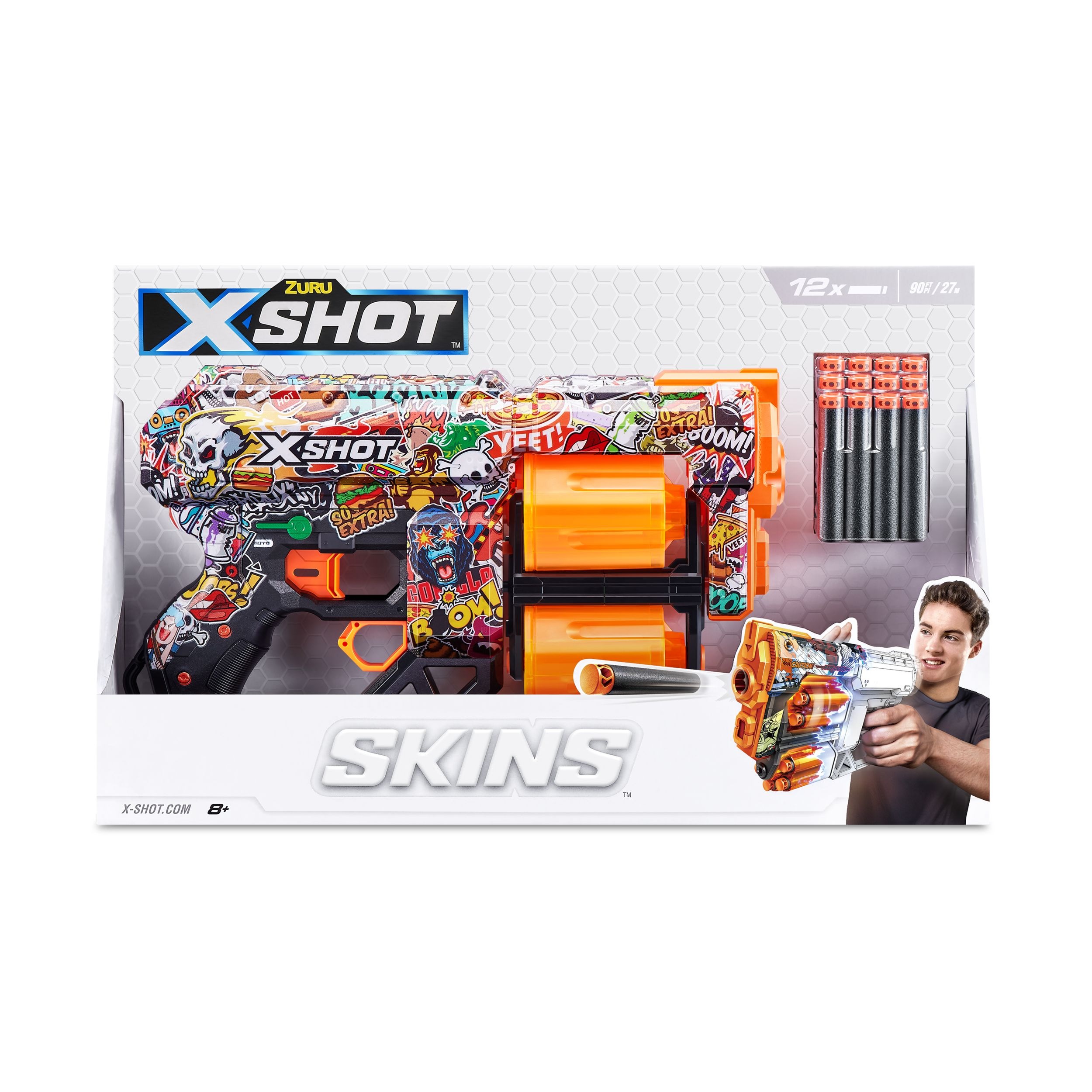 Zuru X-Shot Skins Dread, 7 Unique Designs, 12-Dart Capacity