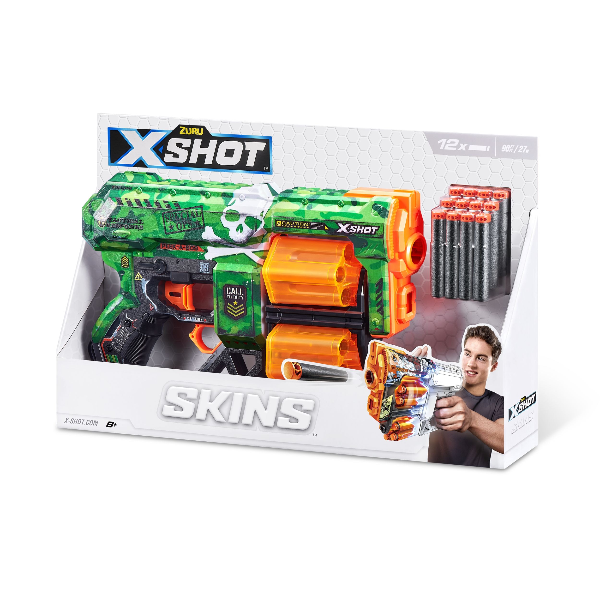 Zuru X-Shot Skins Dread, 7 Unique Designs, 12-Dart Capacity, Ages