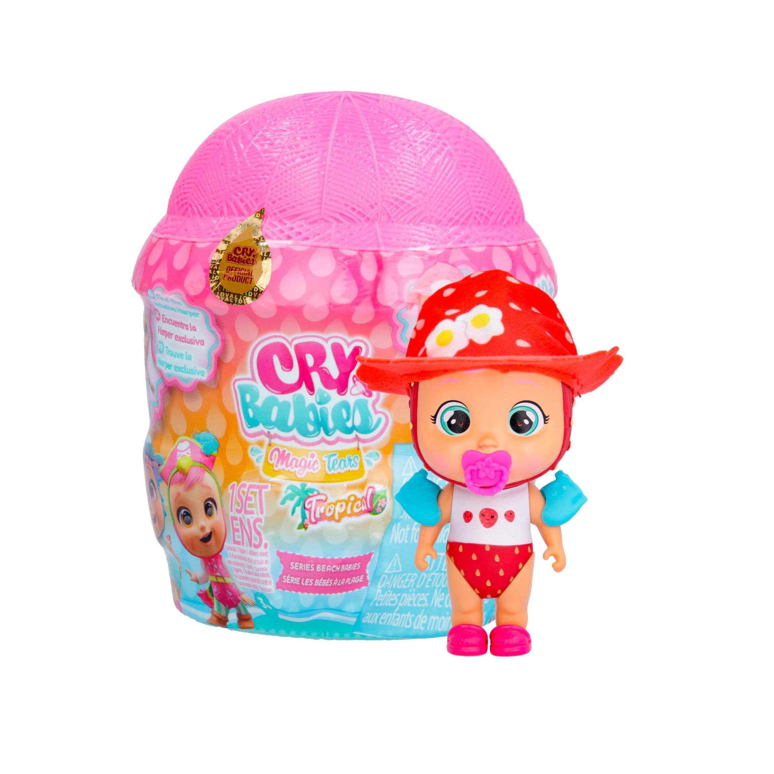 Cry Babies Magic Tears Beach Babies Doll with 8+ Surprise Accessories, Ages 3+ Front_Flat