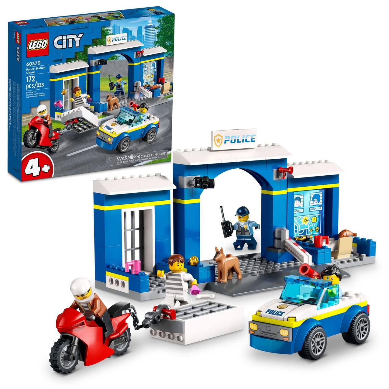 Poursuite au commissariat de police LEGO City (60370), 172 morceaux, 4 ans  et plus