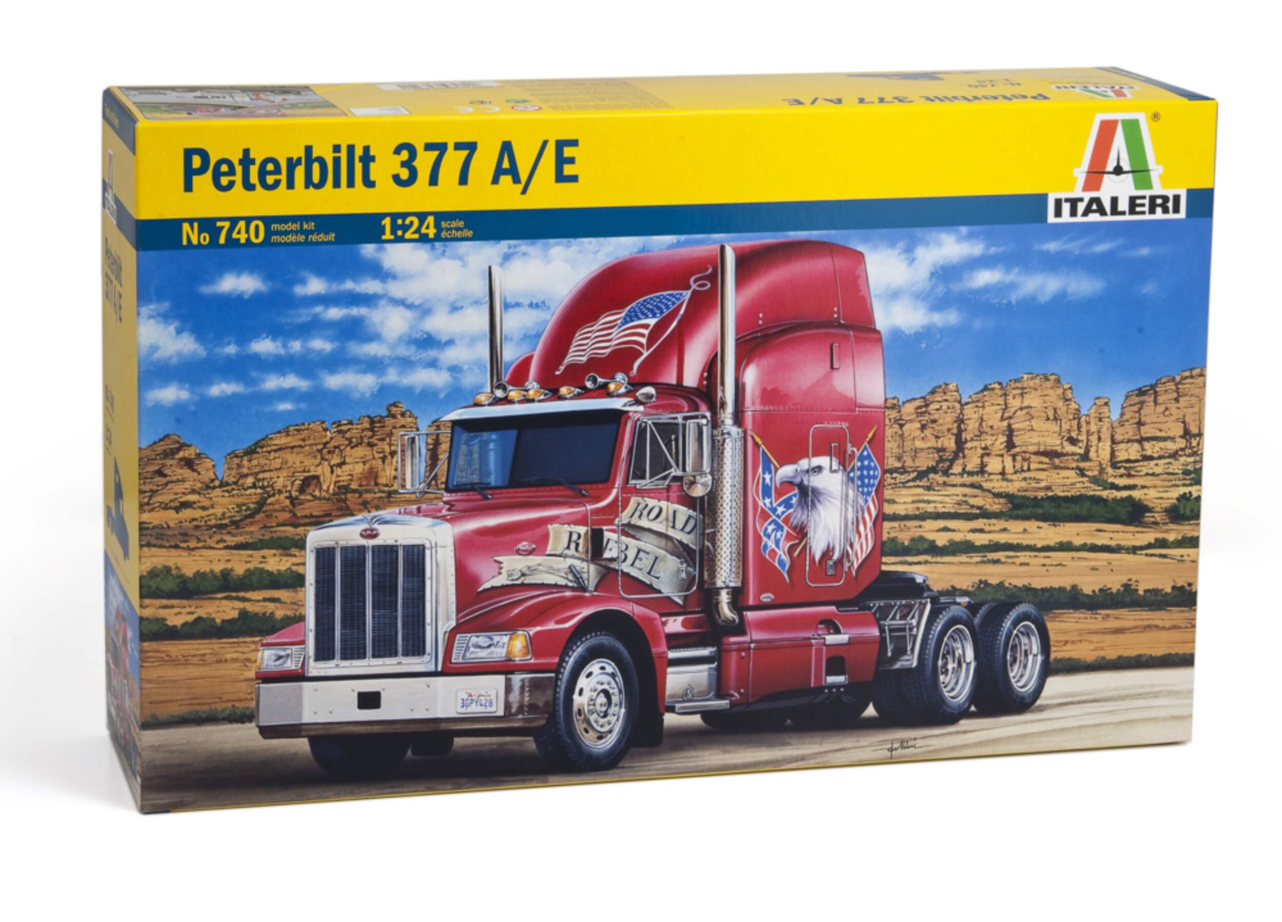 Italeri 1:24 Classic Peterbilt 377 A/E Model Kit Front_Angled_Right